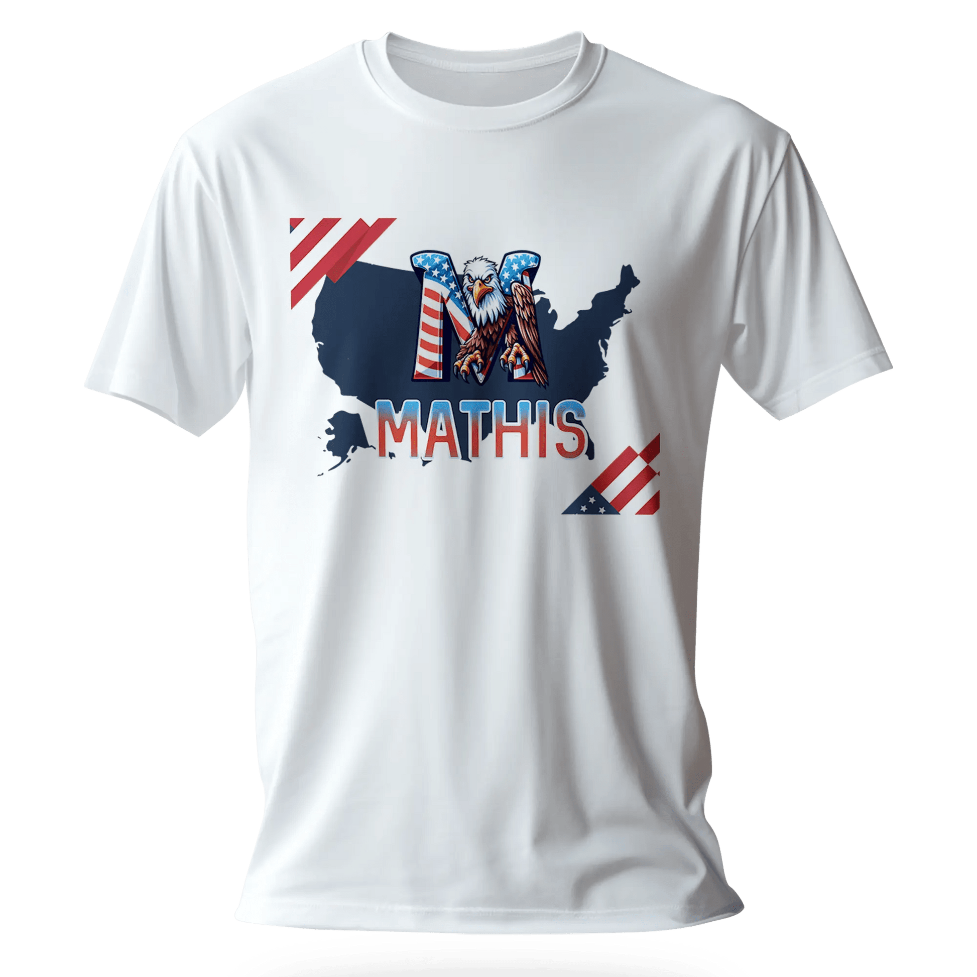 T-Shirt Personnalisé Aigle & Carte USA avec Motif Drapeau - Prénom et Initiale - MiniLook