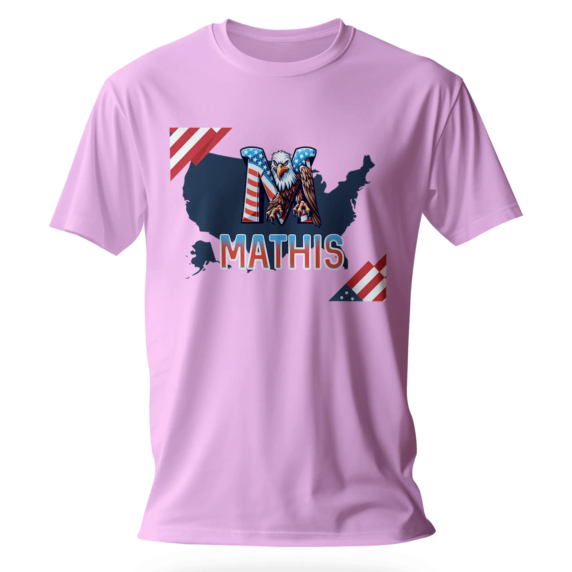 T-Shirt Personnalisé Aigle & Carte USA avec Motif Drapeau - Prénom et Initiale - MiniLook