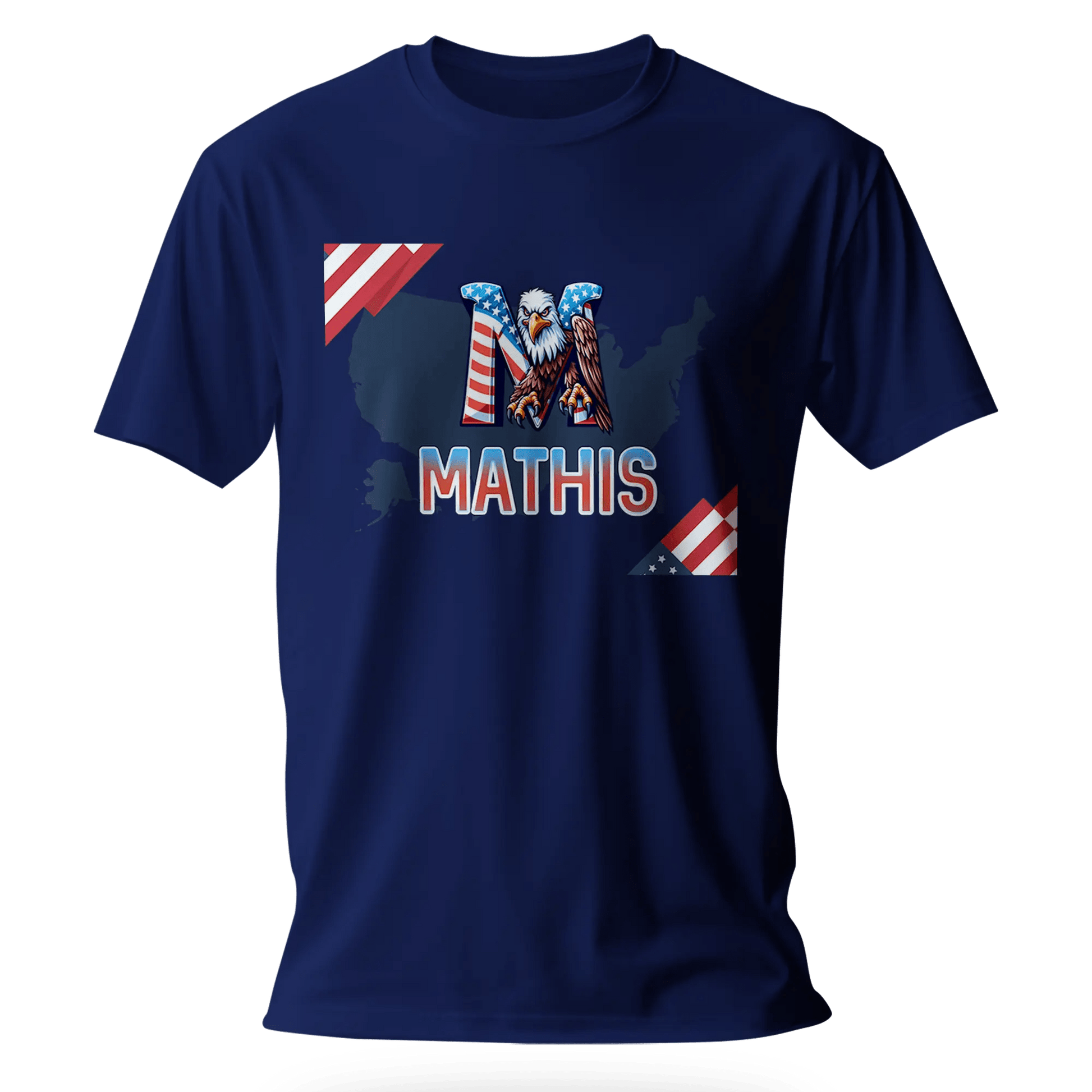 T-Shirt Personnalisé Aigle & Carte USA avec Motif Drapeau - Prénom et Initiale - MiniLook