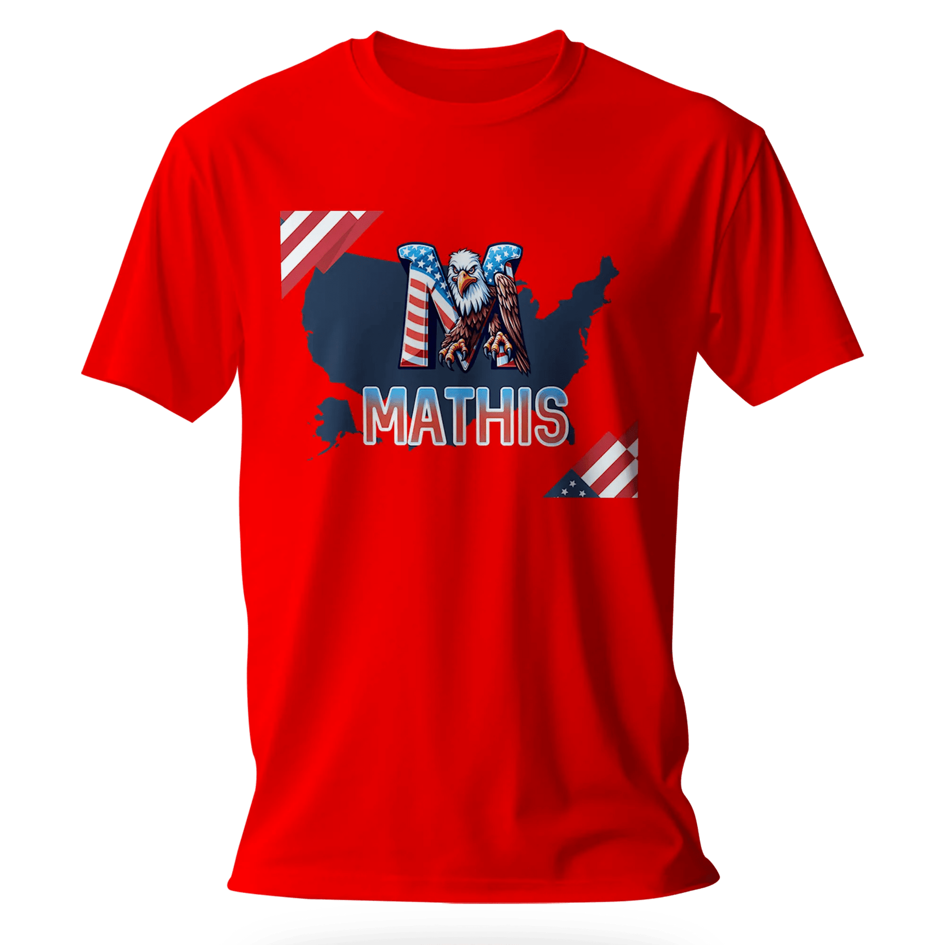 T-Shirt Personnalisé Aigle & Carte USA avec Motif Drapeau - Prénom et Initiale - MiniLook