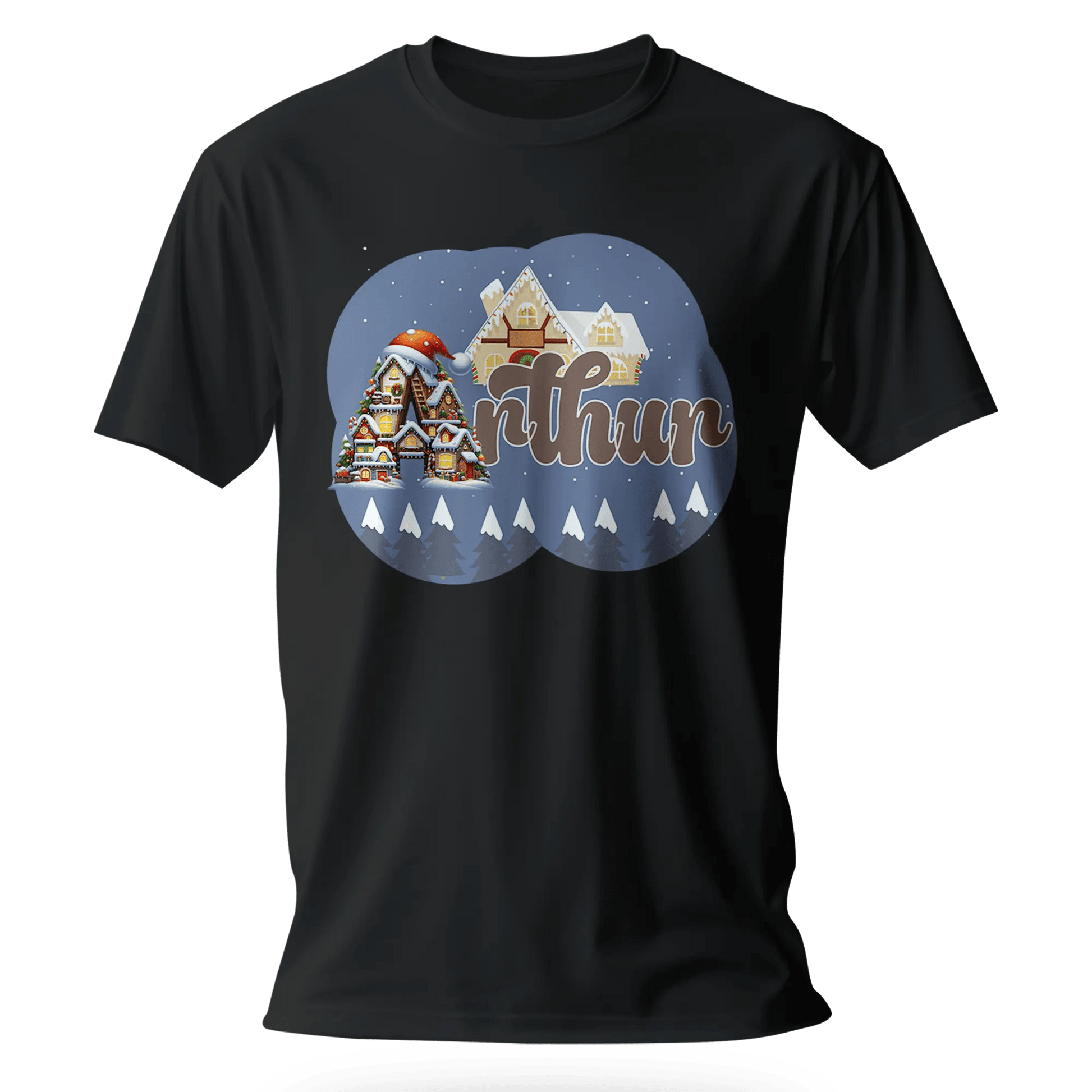 T-Shirt Personnalisé Arbres de Neige & Maison de Noël - Prénom - MiniLook