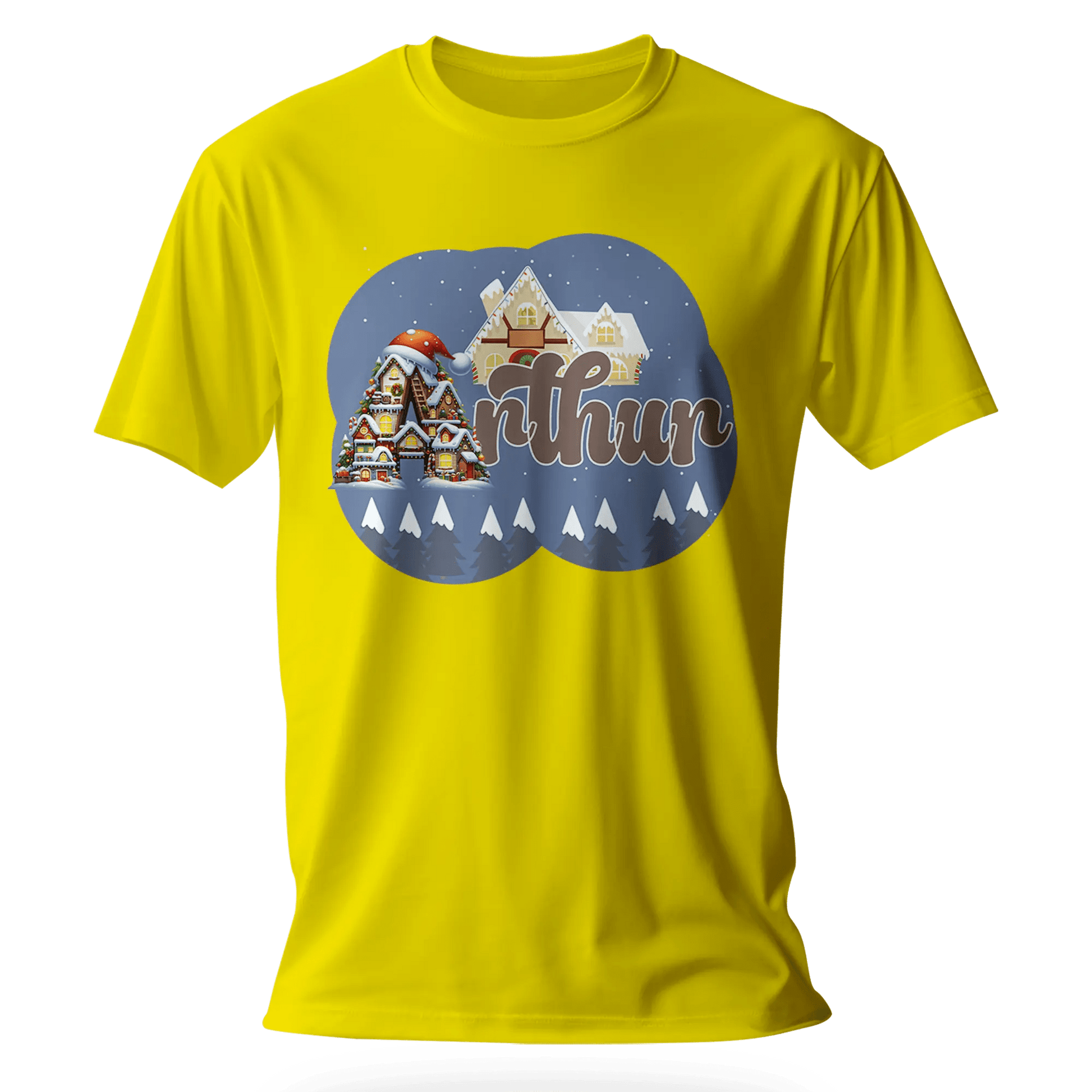 T-Shirt Personnalisé Arbres de Neige & Maison de Noël - Prénom - MiniLook