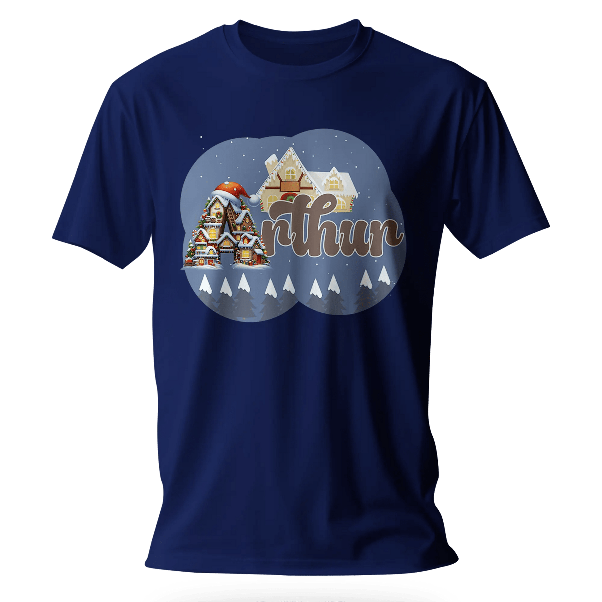 T-Shirt Personnalisé Arbres de Neige & Maison de Noël - Prénom - MiniLook