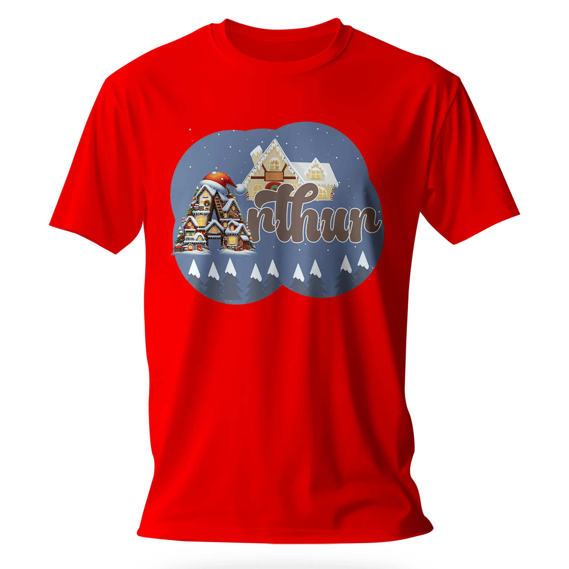 T-Shirt Personnalisé Arbres de Neige & Maison de Noël - Prénom - MiniLook