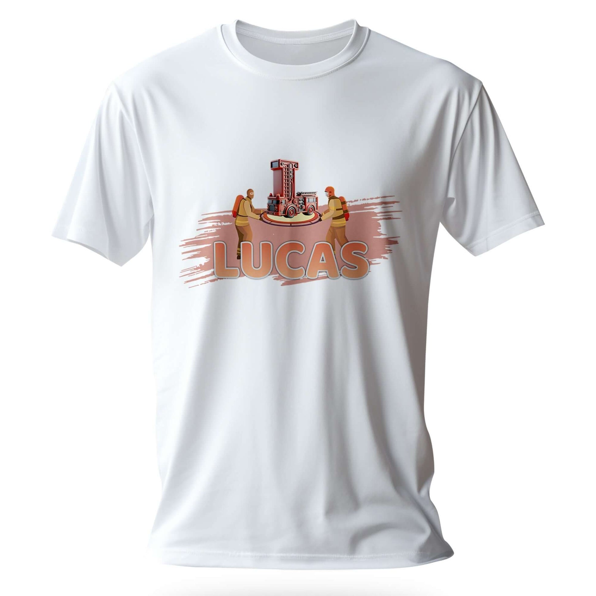 T-shirt personnalisé avec motif camion et pompiers - Initiale et prénom - MiniLook