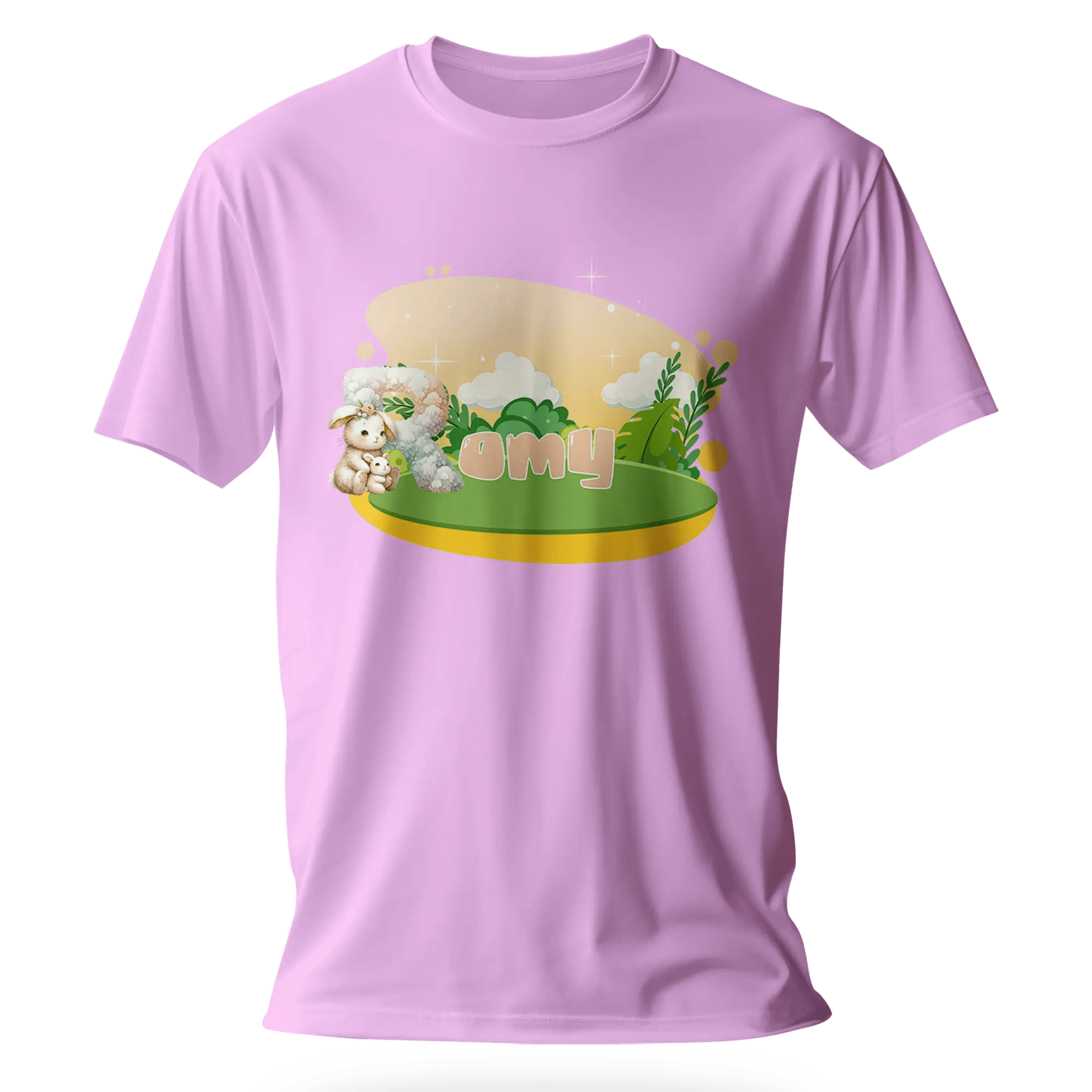 T-shirt personnalisé avec motif de fond de jungle pour maman et bébé pour filles - Prénom - MiniLook