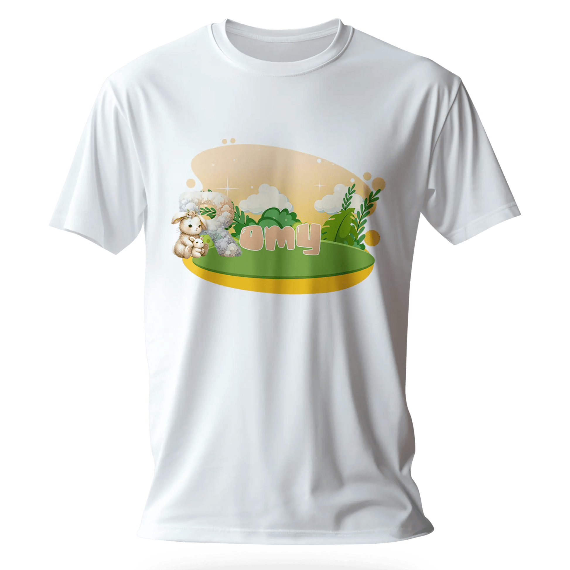 T-shirt personnalisé avec motif de fond de jungle pour maman et bébé pour filles - Prénom - MiniLook