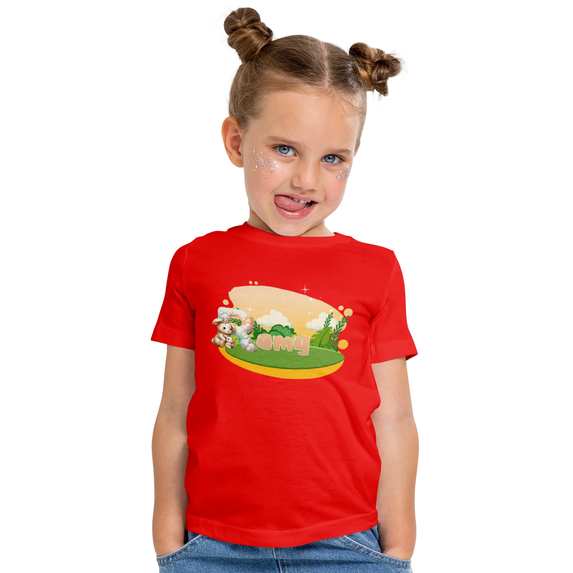 T-shirt personnalisé avec motif de fond de jungle pour maman et bébé pour filles - Prénom - MiniLook