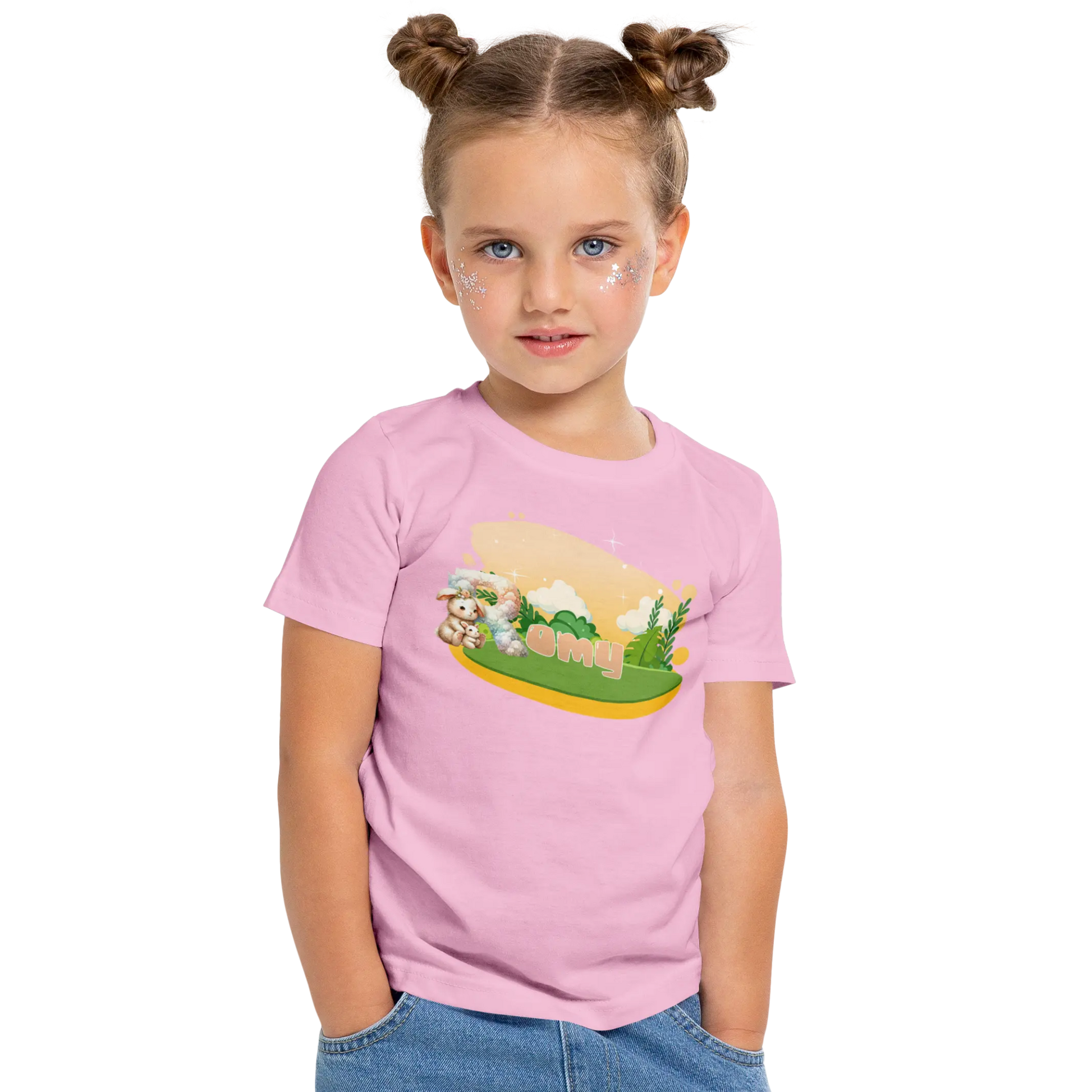 T-shirt personnalisé avec motif de fond de jungle pour maman et bébé pour filles - Prénom - MiniLook