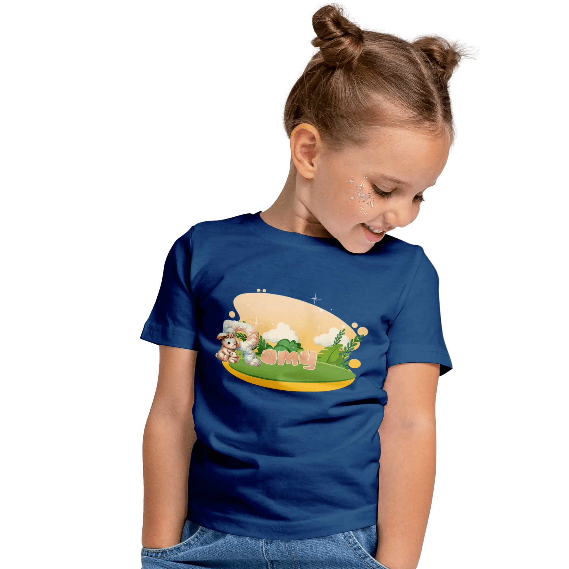 T-shirt personnalisé avec motif de fond de jungle pour maman et bébé pour filles - Prénom - MiniLook