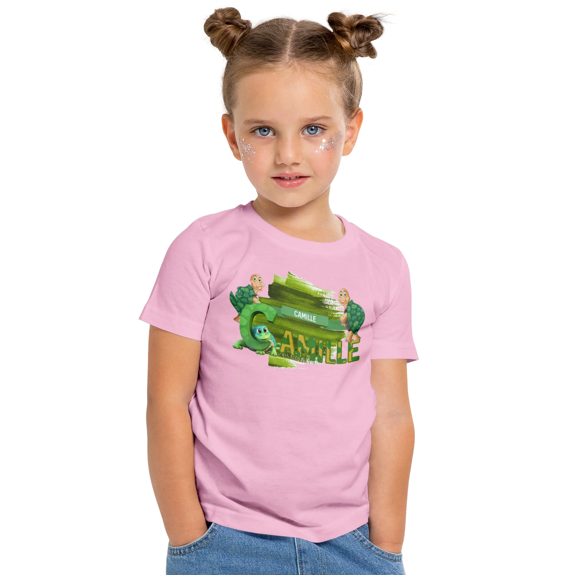 T-shirt personnalisé avec motif de police de carapace de tortue por Fille - Prénom - MiniLook