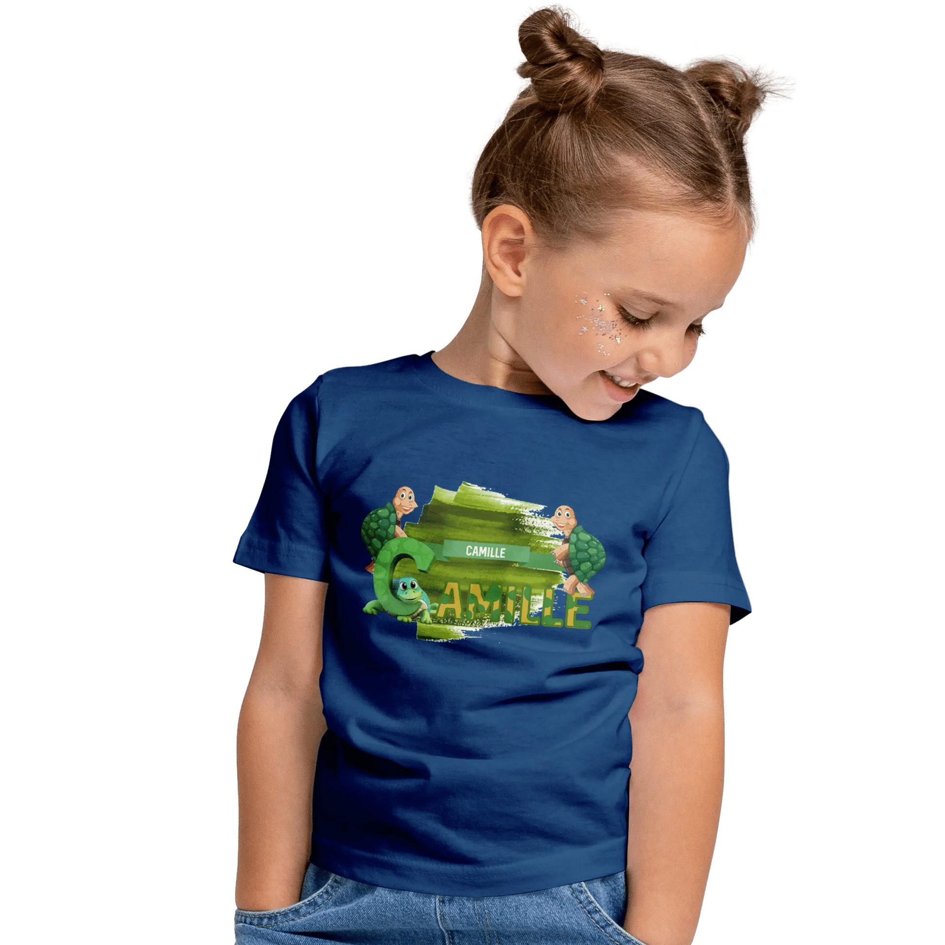 T-shirt personnalisé avec motif de police de carapace de tortue por Fille - Prénom - MiniLook