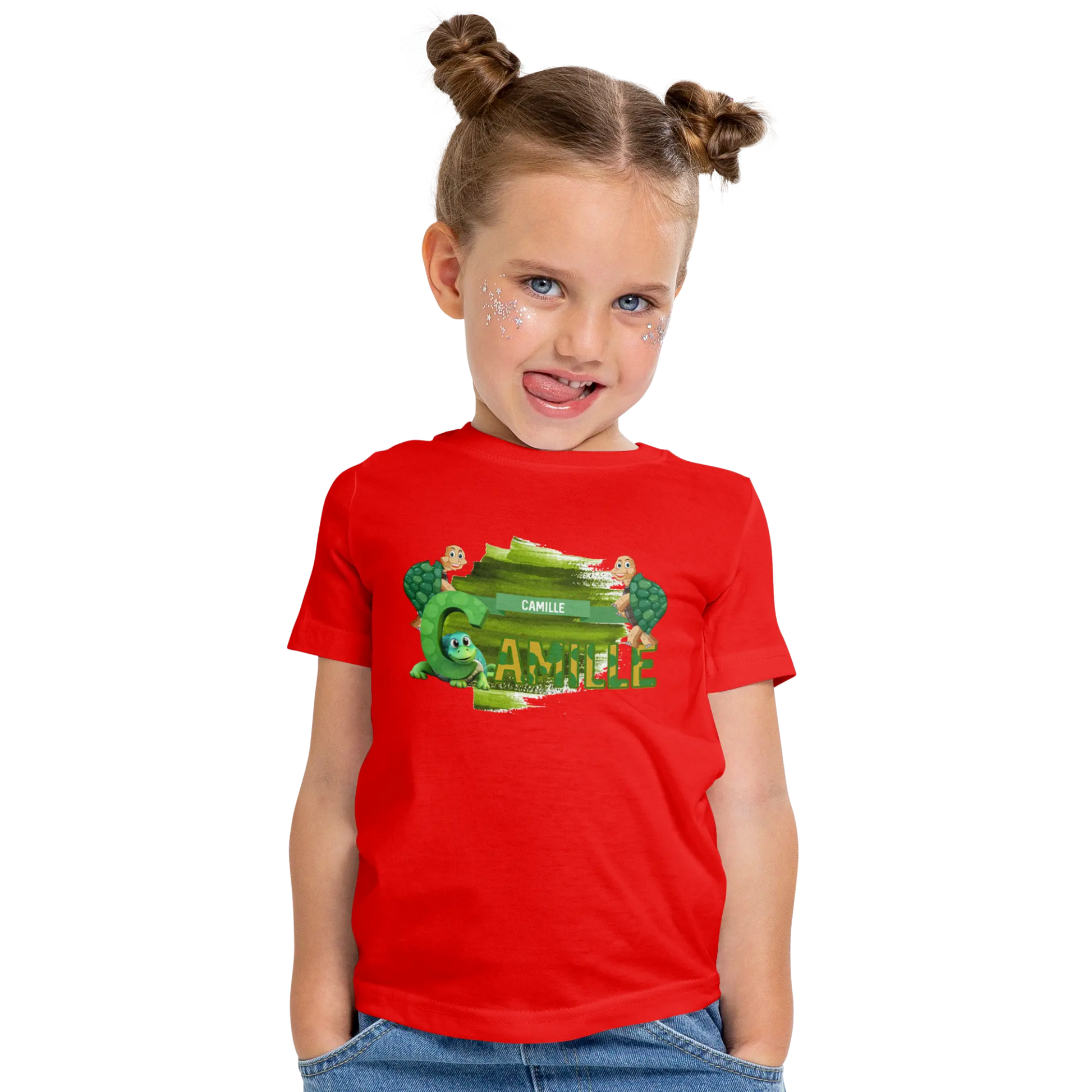 T-shirt personnalisé avec motif de police de carapace de tortue por Fille - Prénom - MiniLook