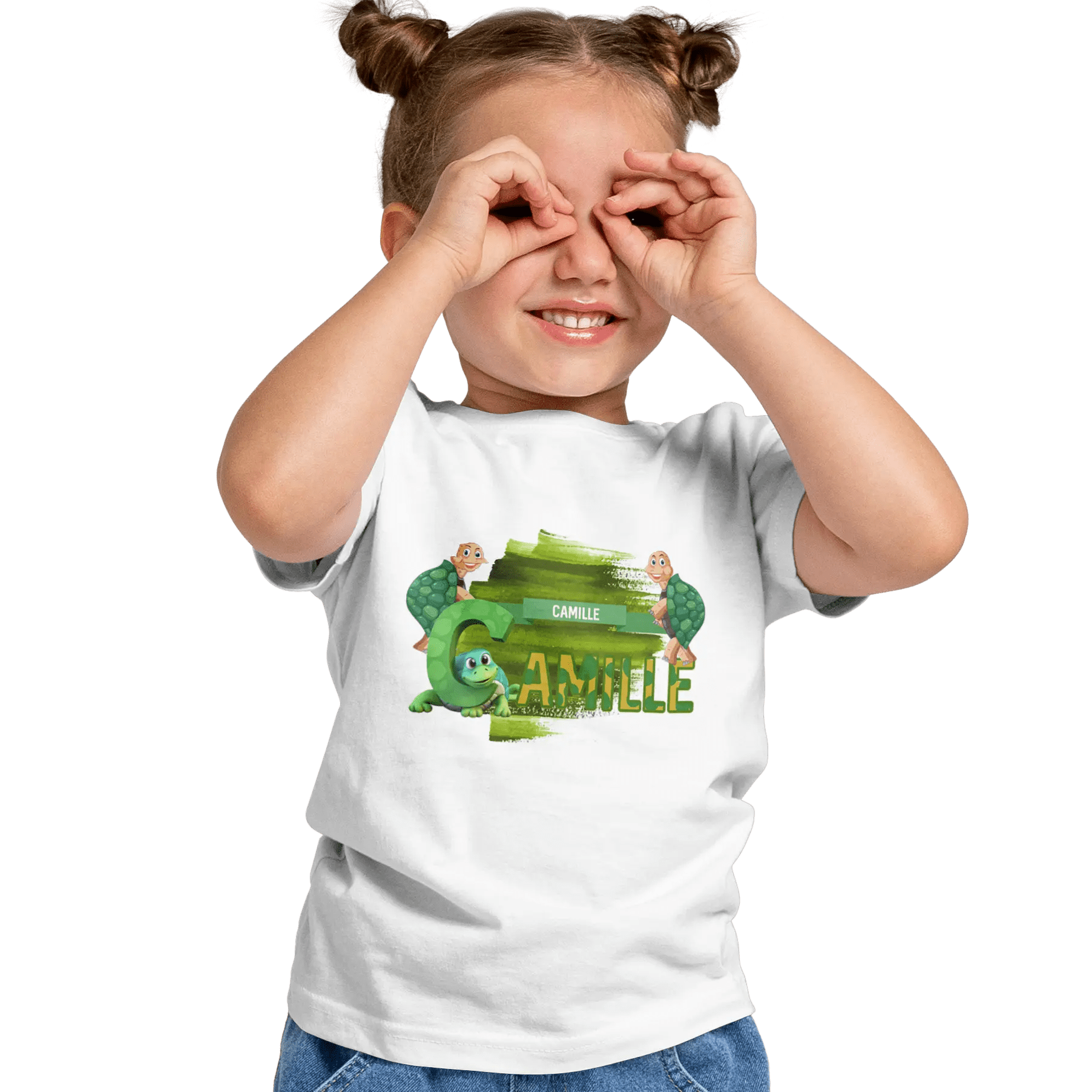 T-shirt personnalisé avec motif de police de carapace de tortue por Fille - Prénom - MiniLook