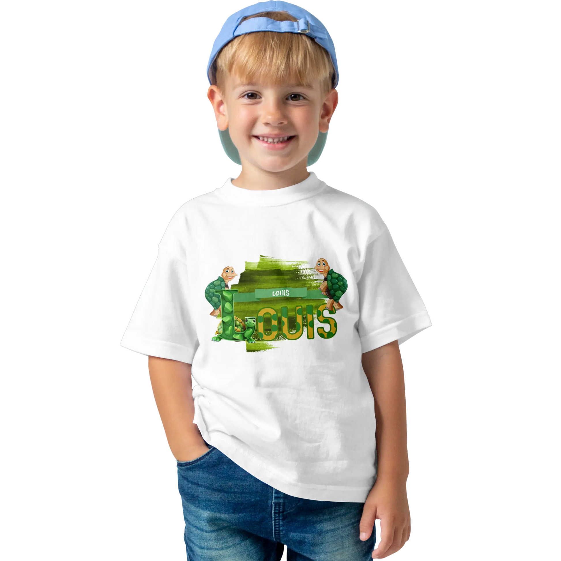 T-shirt personnalisé avec motif de police de carapace de tortue - Prénom - MiniLook