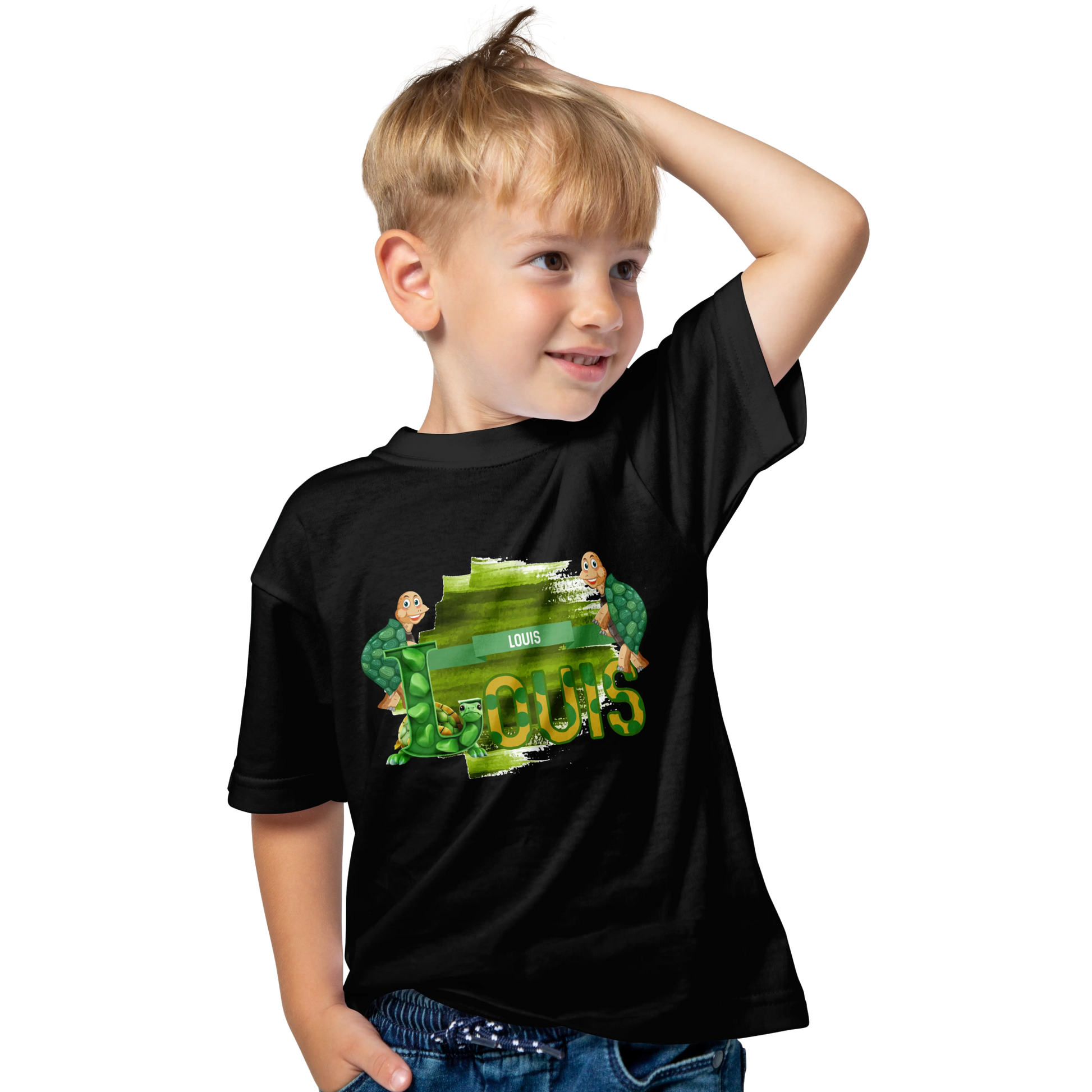 T-shirt personnalisé avec motif de police de carapace de tortue - Prénom - MiniLook