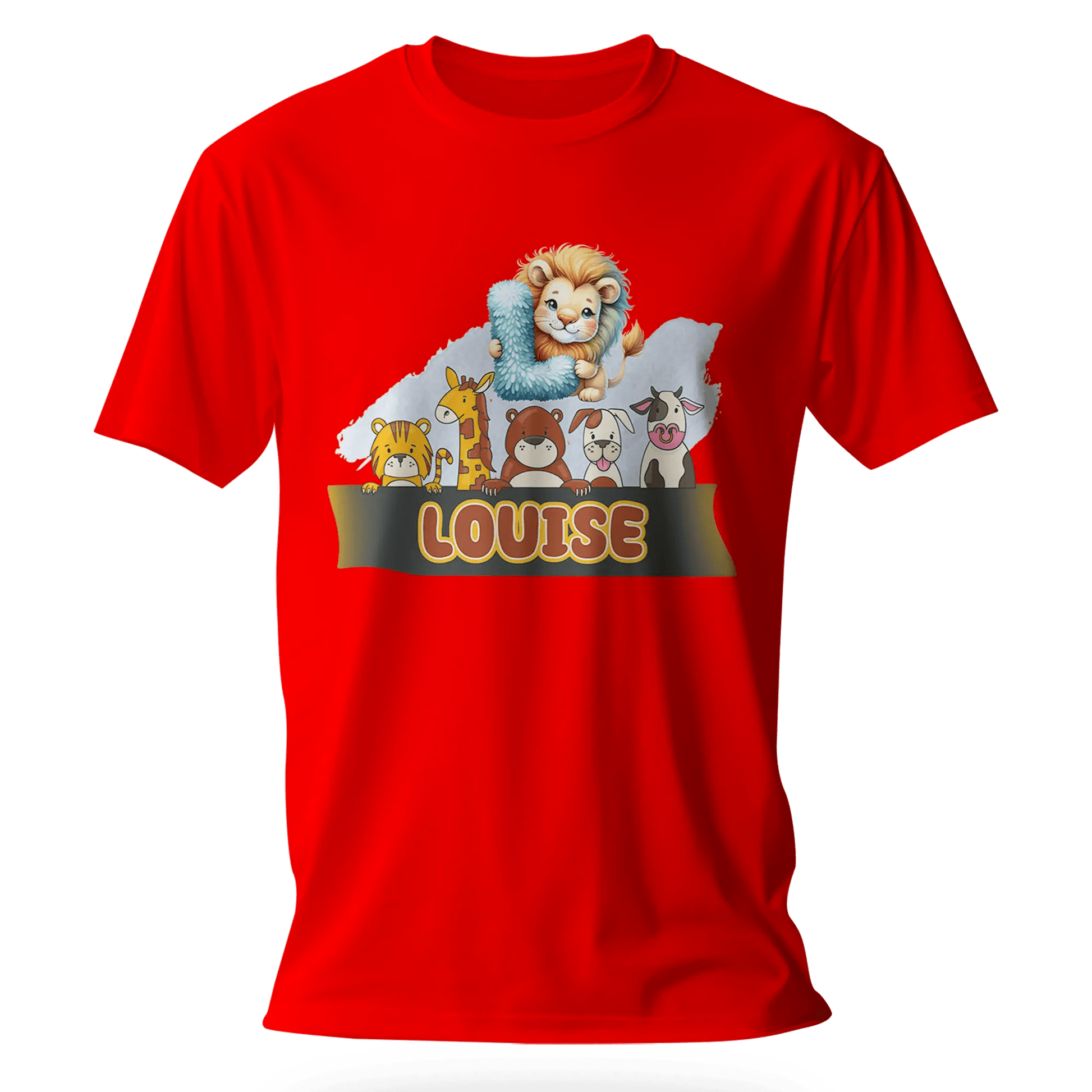 T-shirt personnalisé avec nom de bébé animal tenant un animal - Initiale et prénom - MiniLook