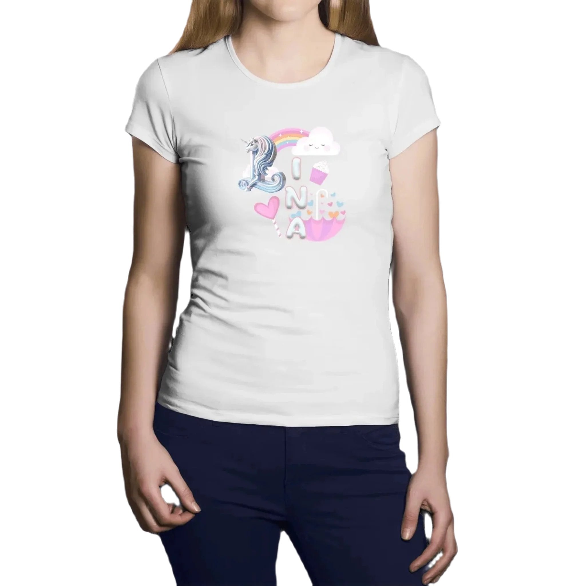 T-shirt personnalisé avec nom de licorne - Design magique pour femme - MiniLook