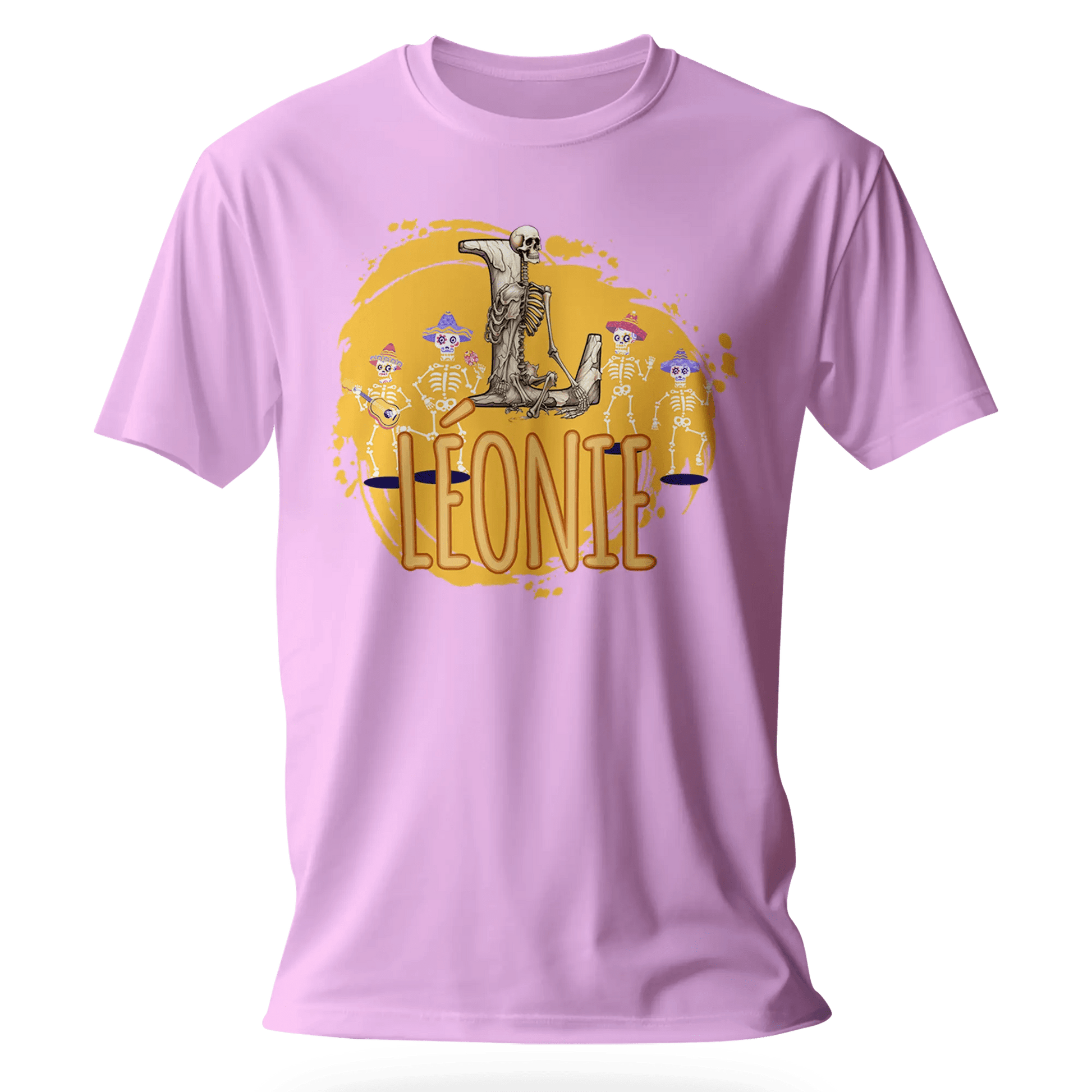 T-shirt personnalisé avec prénom et initiale - Motif squelette pour filles - MiniLook