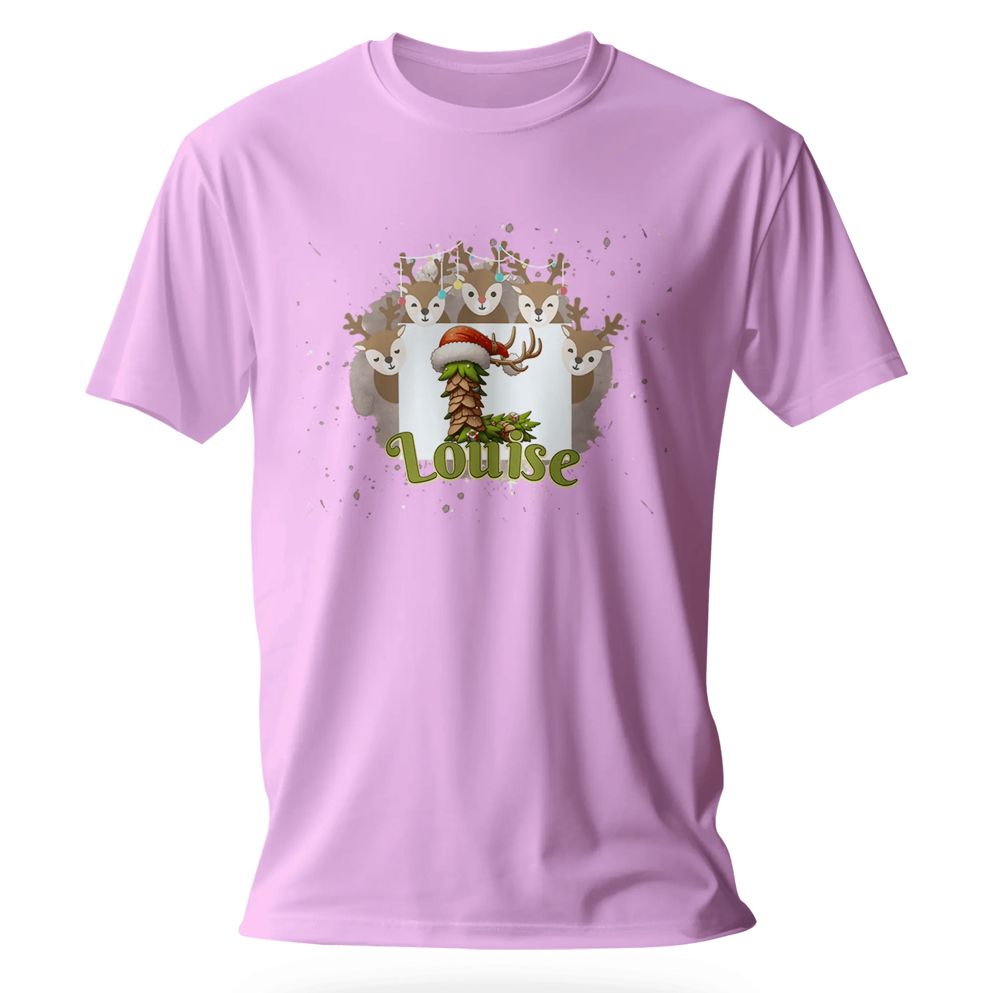 T-shirt personnalisé avec un cerf tenant une initiale pour Fille - Initiale et prénom - MiniLook