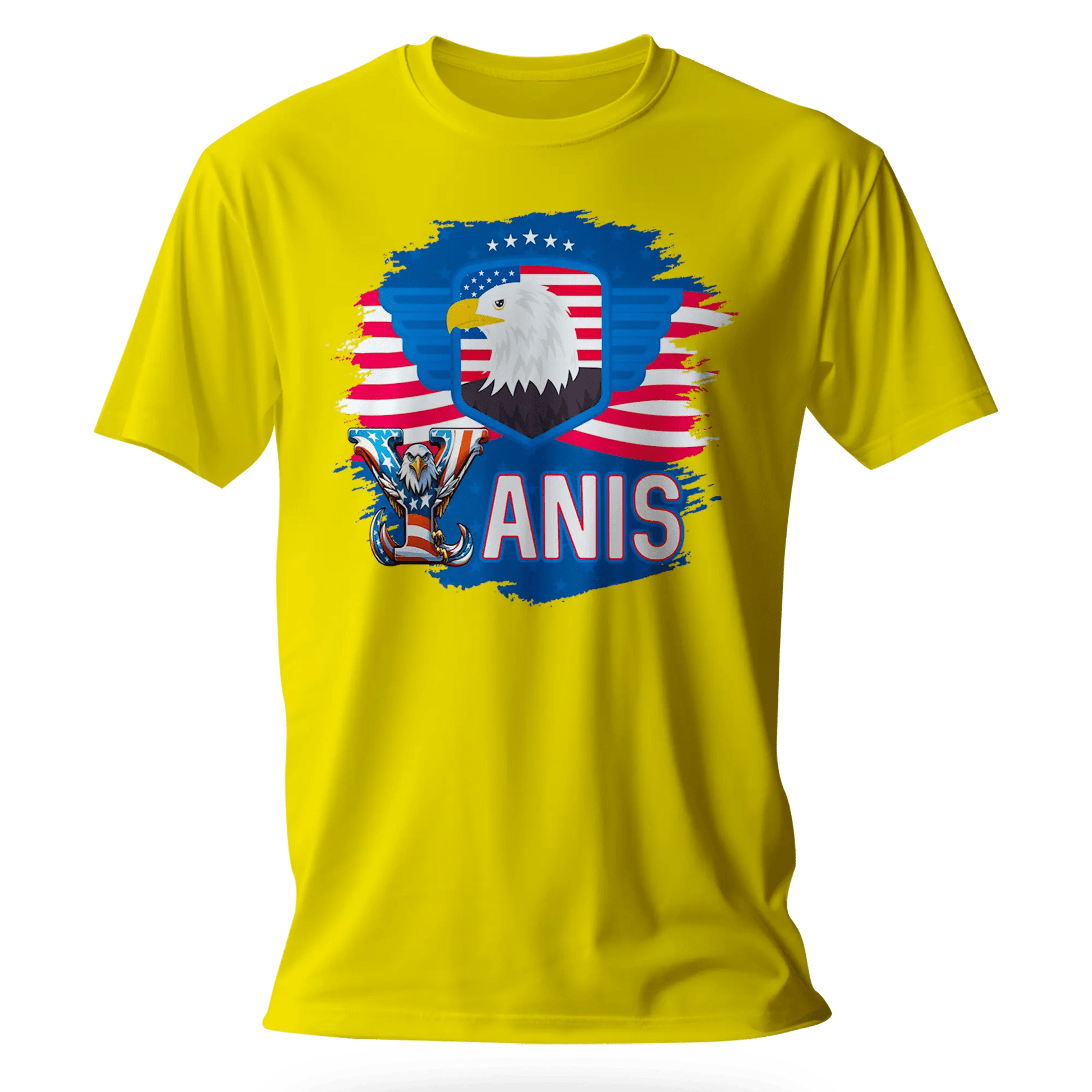 T-shirt personnalisé - Badge aigle et police d'écriture aigle avec drapeau américain - MiniLook