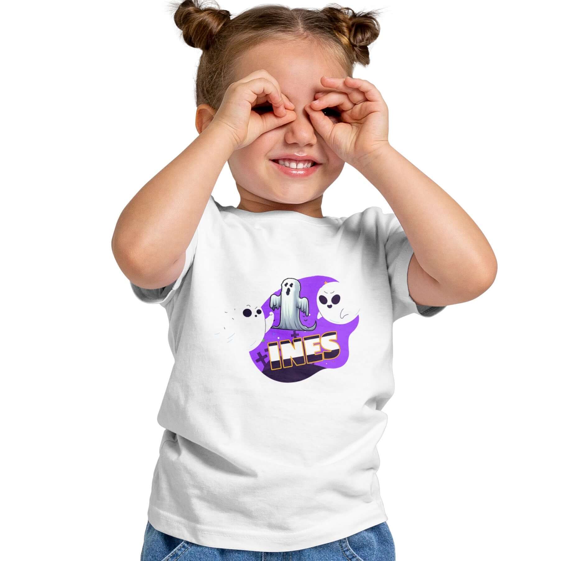 T-Shirt Personnalisé Bébé Fantôme avec Motif Croix Pour Fille - Initiale et Prénom - MiniLook