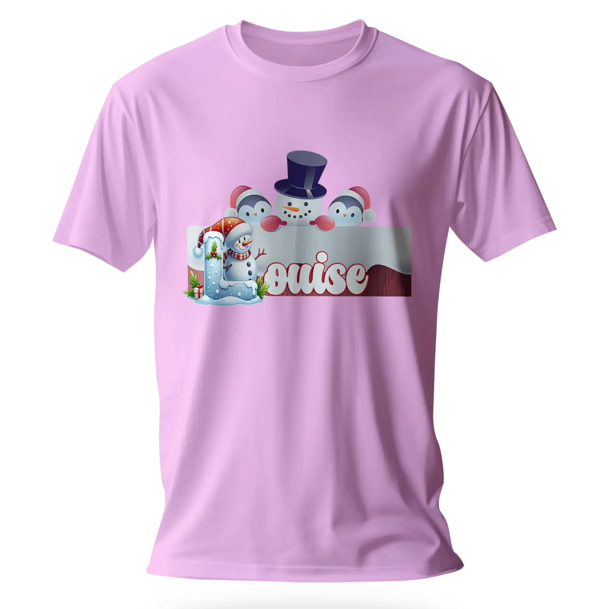 T-Shirt Personnalisé Bonhomme de Neige Tenant Un Paysage Pour Filles - Prénom - MiniLook