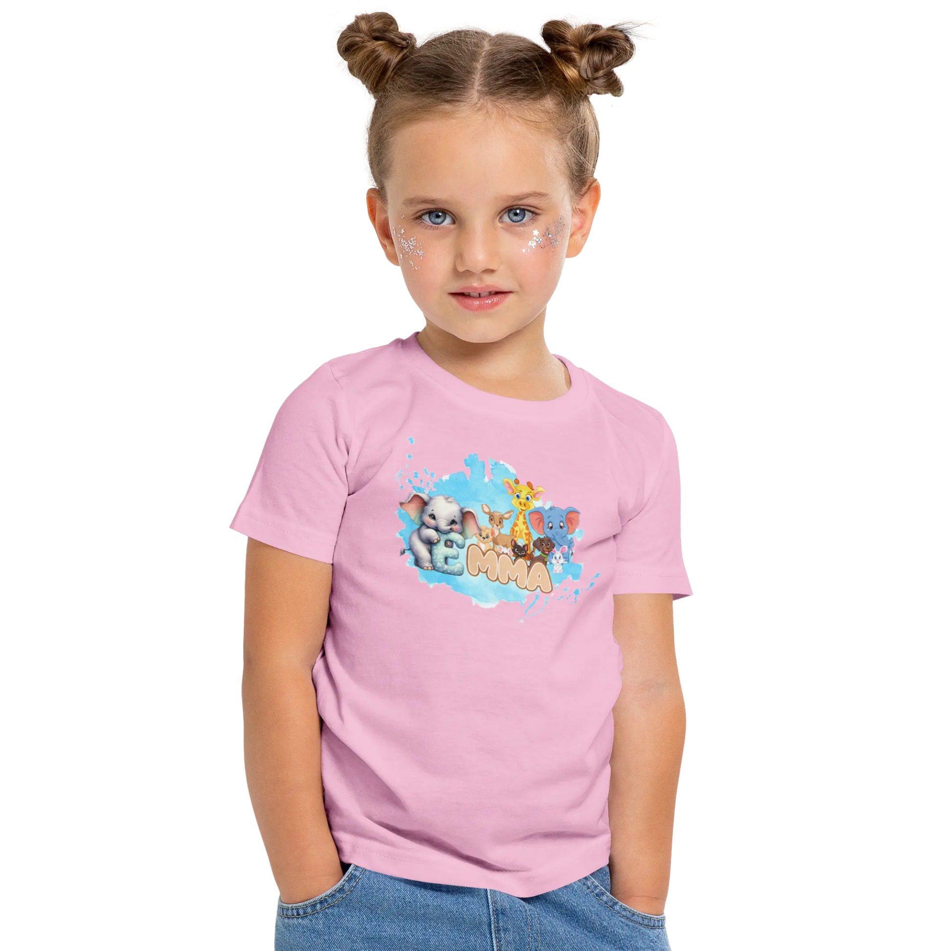 T-shirt personnalisé éléphant girafe cher animal designs polices d'animaux pour filles - prénom - MiniLook