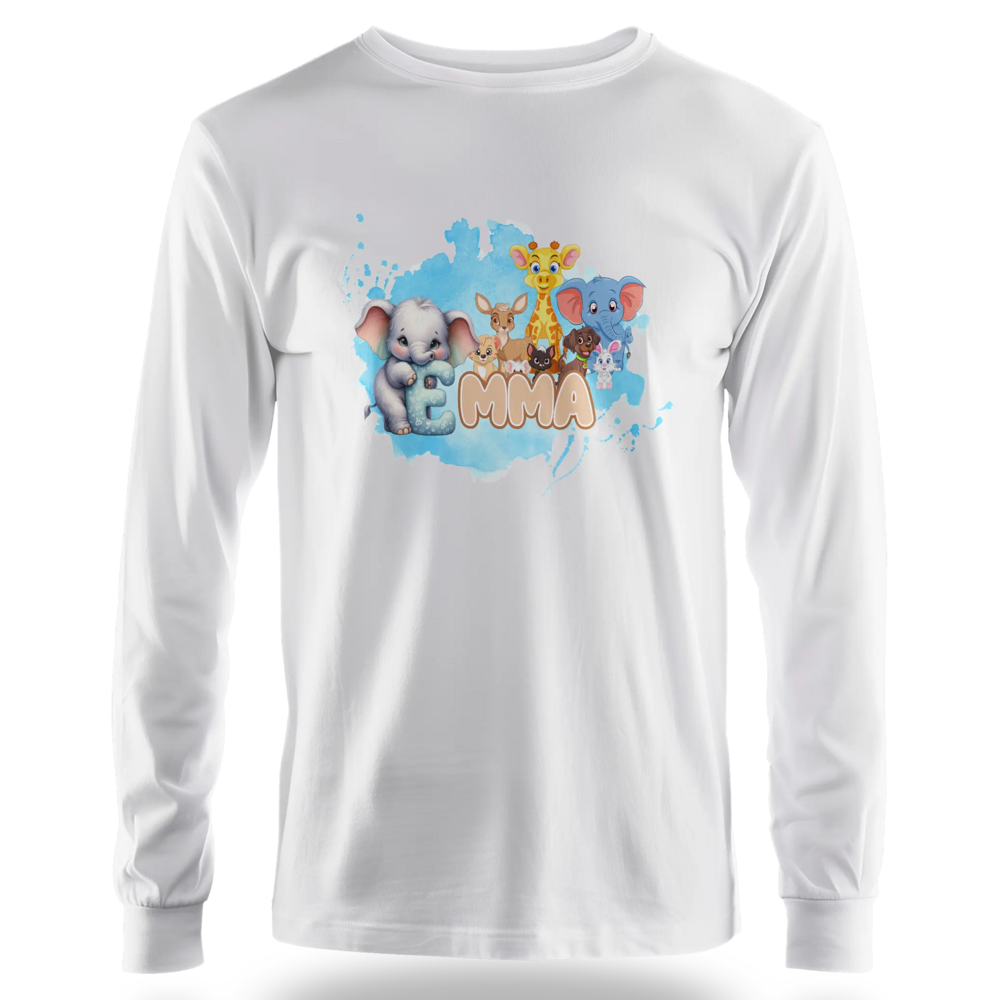 T-shirt personnalisé éléphant girafe cher animal designs polices d'animaux pour filles - prénom - MiniLook