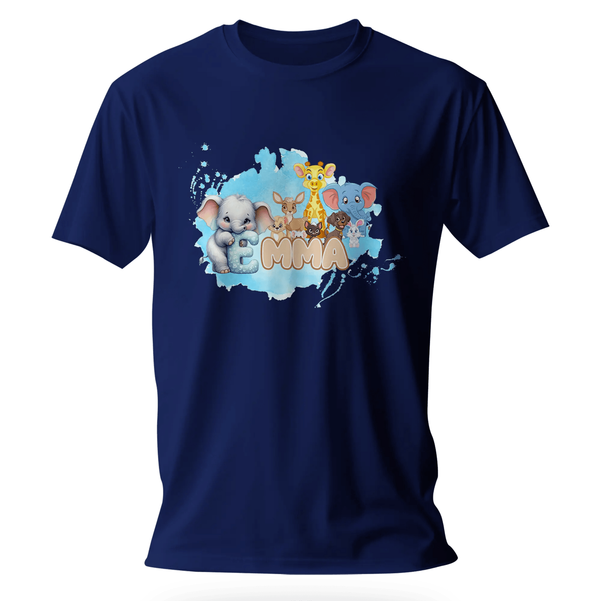 T-shirt personnalisé éléphant girafe cher animal designs polices d'animaux pour filles - prénom - MiniLook