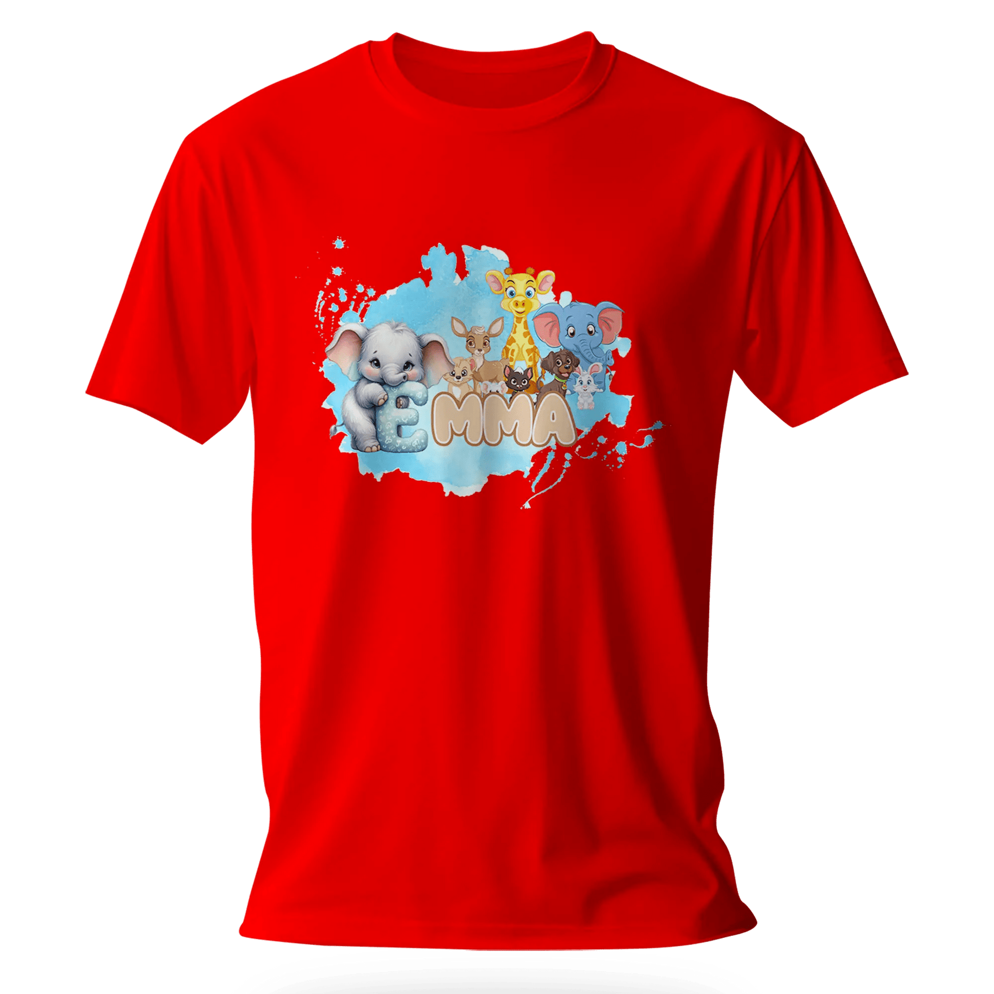 T-shirt personnalisé éléphant girafe cher animal designs polices d'animaux pour filles - prénom - MiniLook