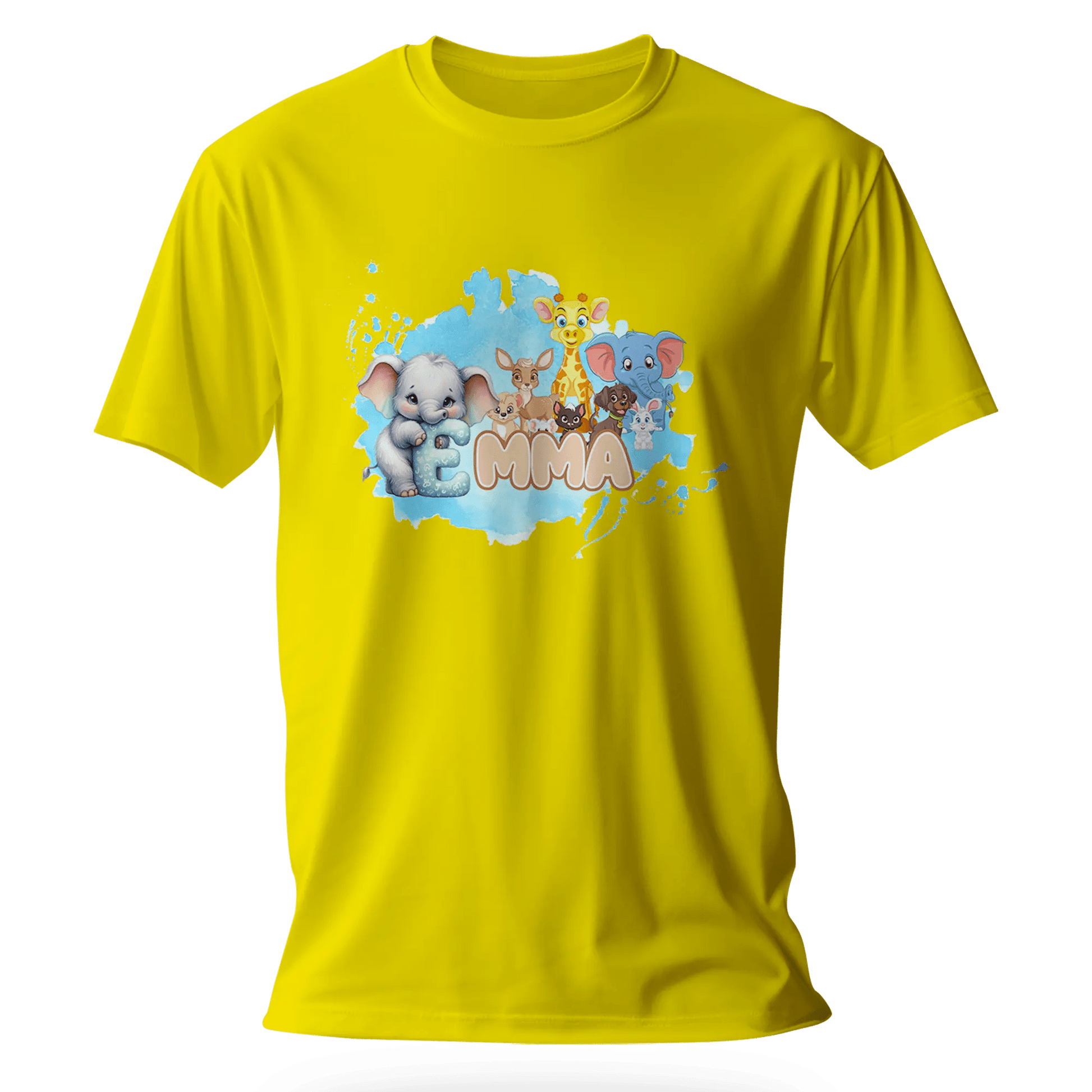 T-shirt personnalisé éléphant girafe cher animal designs polices d'animaux pour filles - prénom - MiniLook