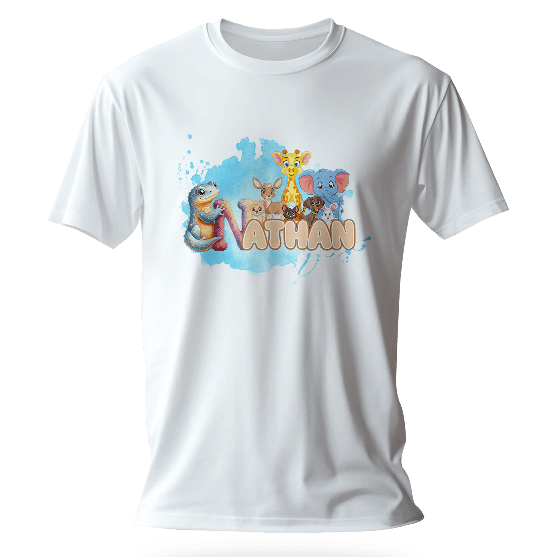 T-shirt personnalisé éléphant girafe cher animal designs polices d'animaux - prénom - MiniLook