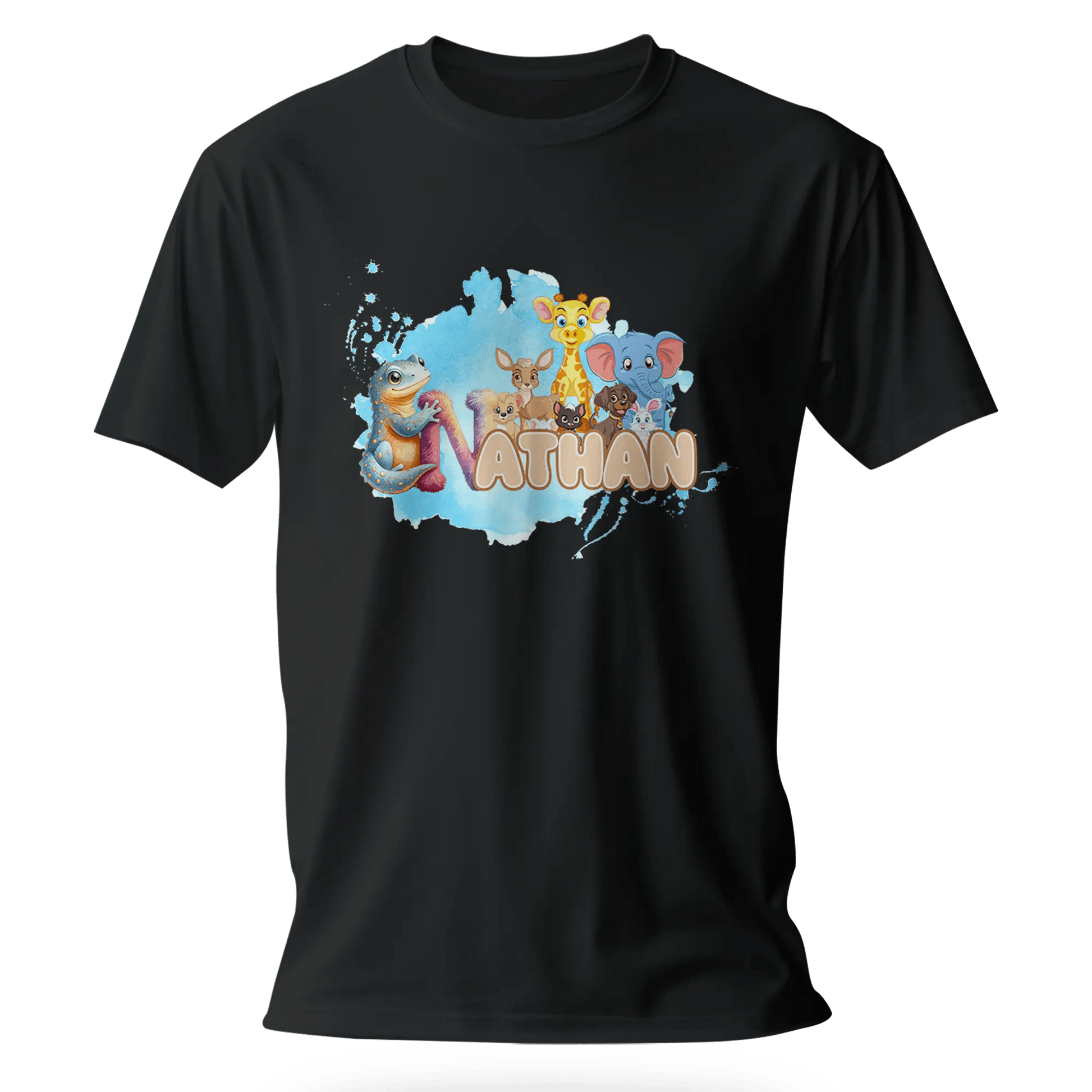 T-shirt personnalisé éléphant girafe cher animal designs polices d'animaux - prénom - MiniLook