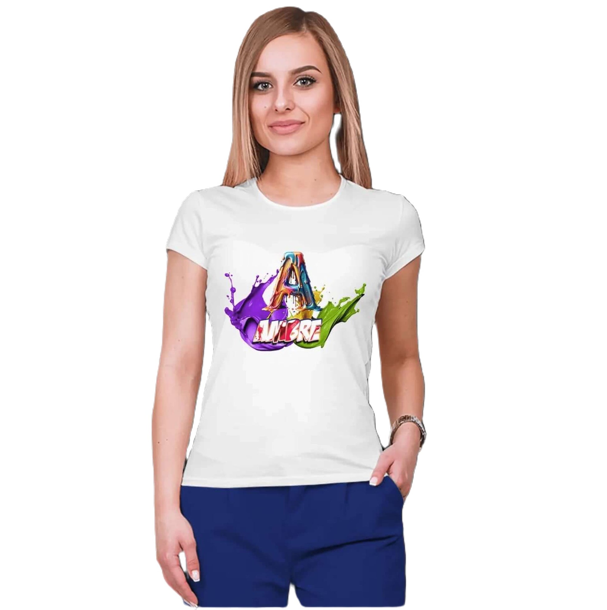 T shirt personnalisé femme – Initiale et prénom avec design peinture splash - MiniLook