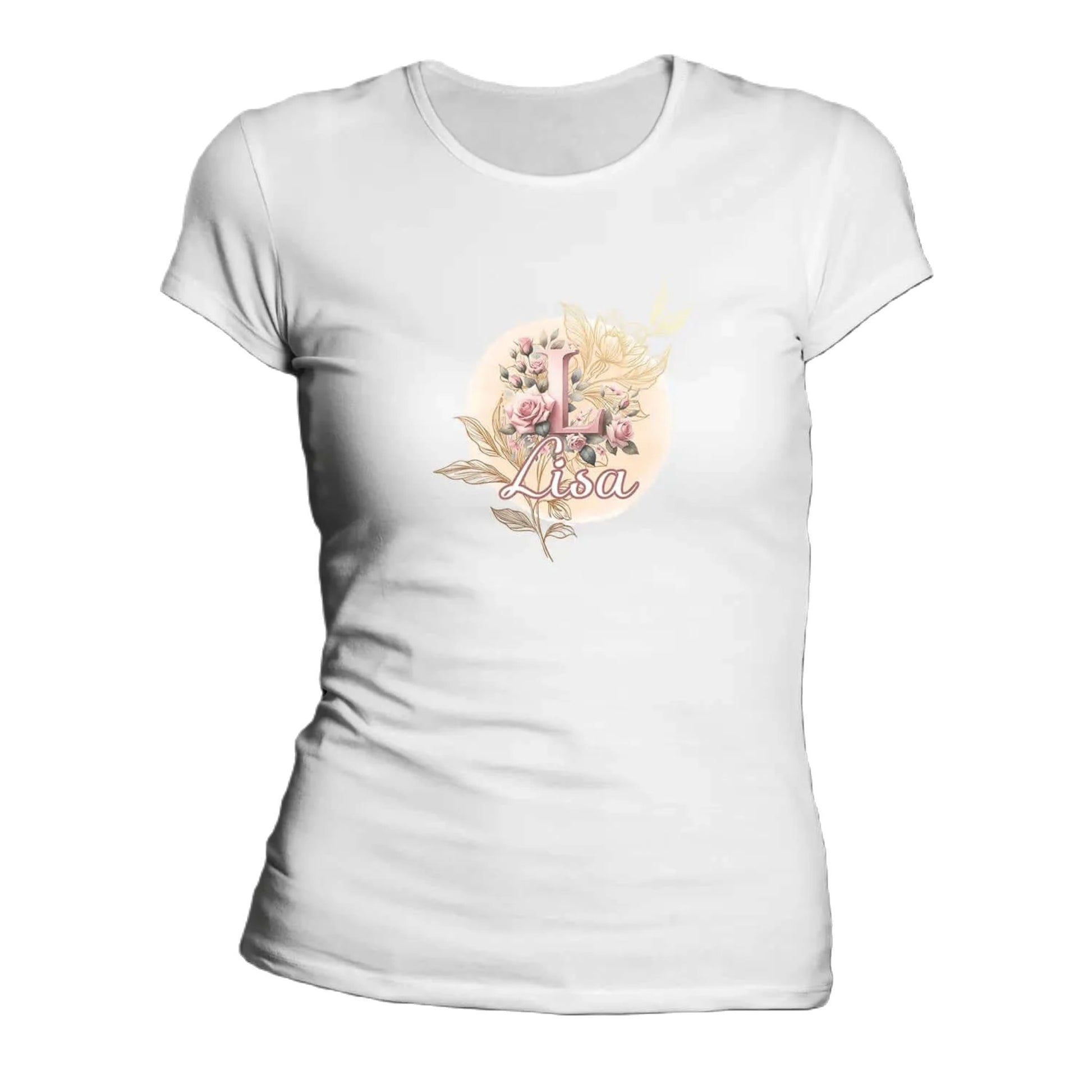 T shirt personnalisé femme – Prénom et motif floral avec initiale - MiniLook