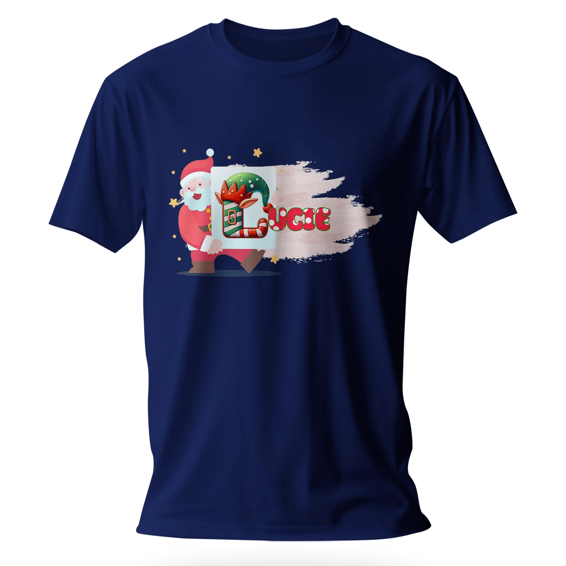 T-shirt personnalisé Fille avec prénom - Tableau de travail artistique du Père Noël - MiniLook