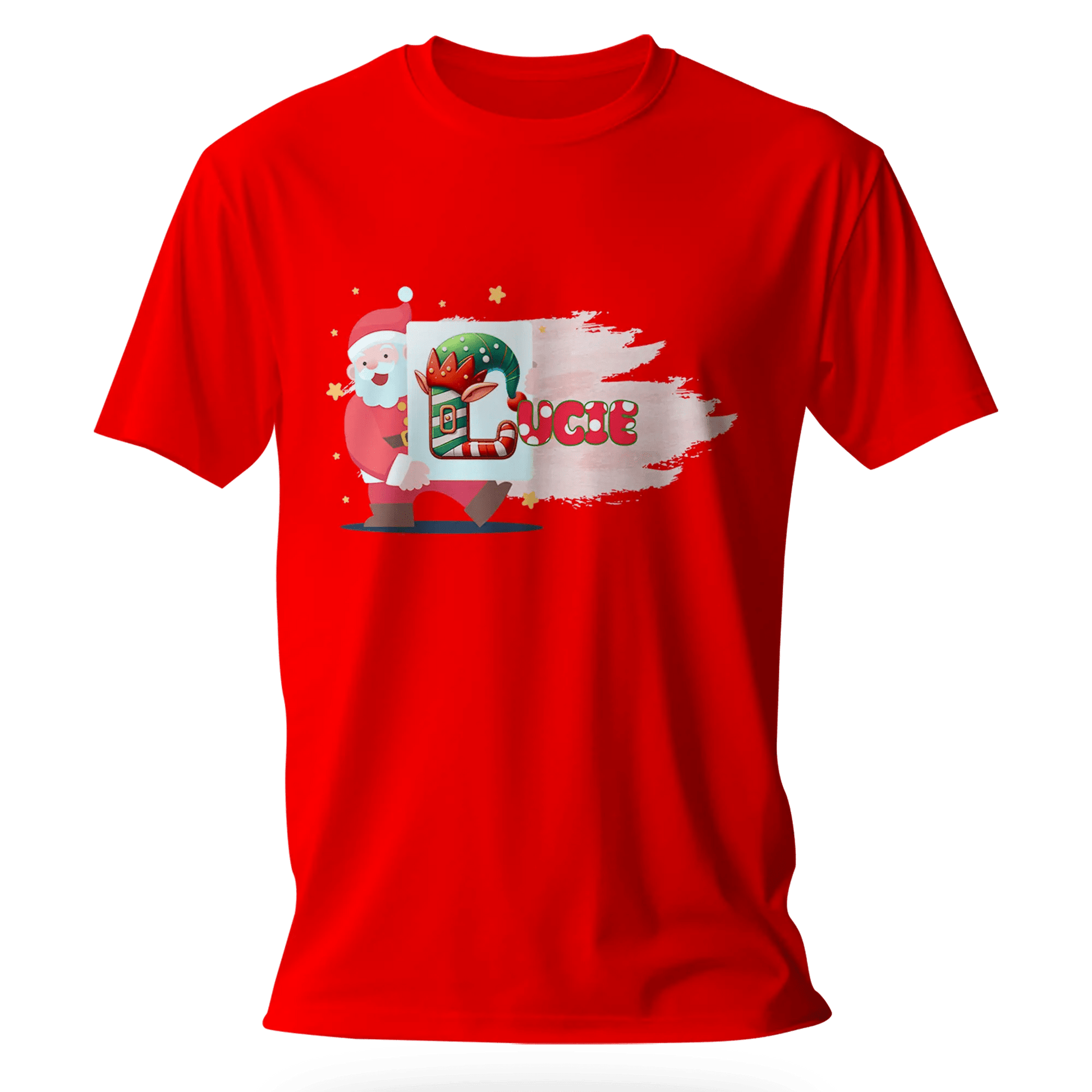 T-shirt personnalisé Fille avec prénom - Tableau de travail artistique du Père Noël - MiniLook