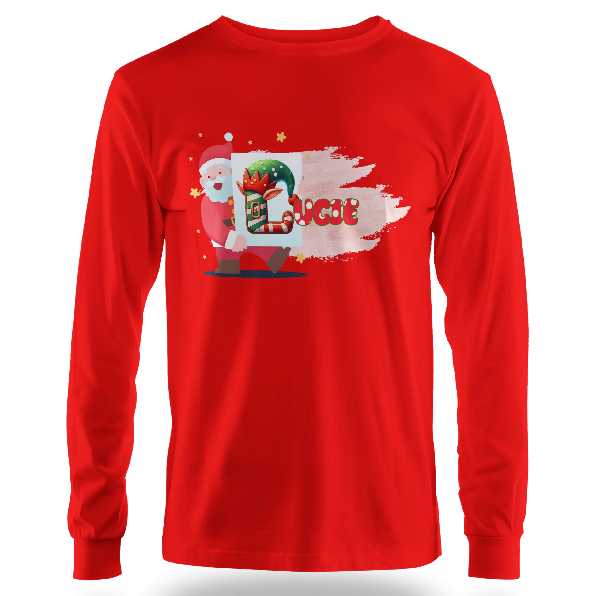 T-shirt personnalisé Fille avec prénom - Tableau de travail artistique du Père Noël - MiniLook