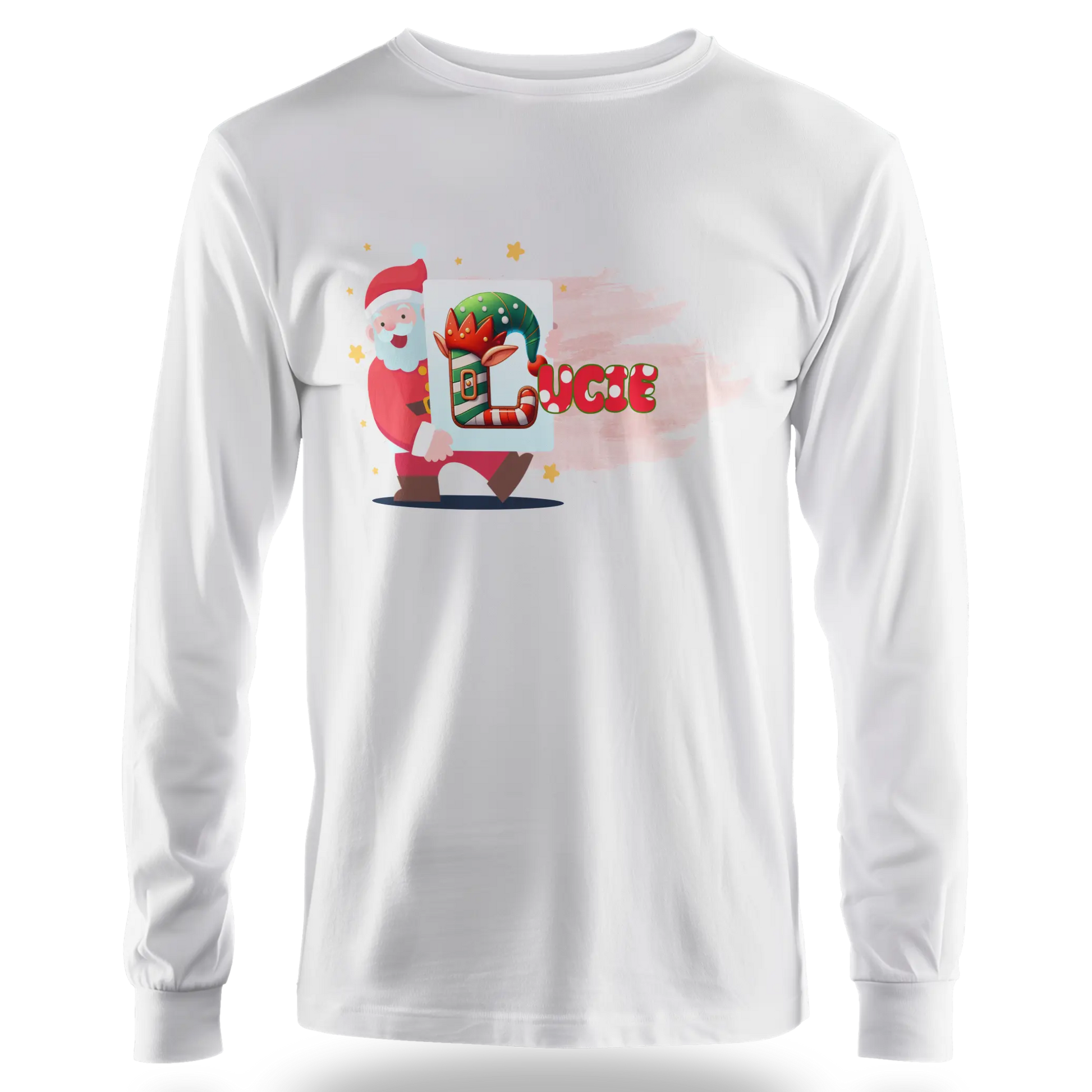 T-shirt personnalisé Fille avec prénom - Tableau de travail artistique du Père Noël - MiniLook