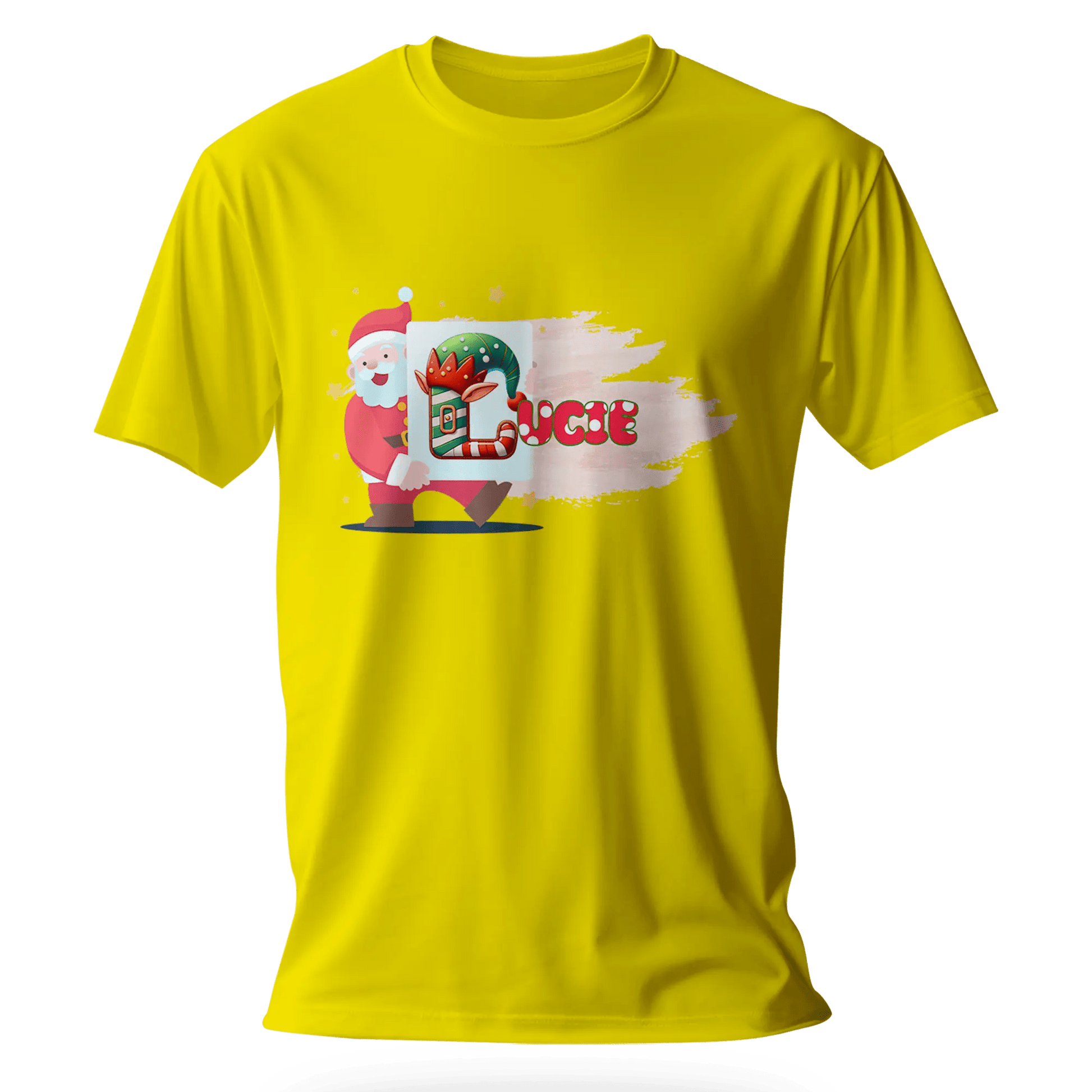 T-shirt personnalisé Fille avec prénom - Tableau de travail artistique du Père Noël - MiniLook