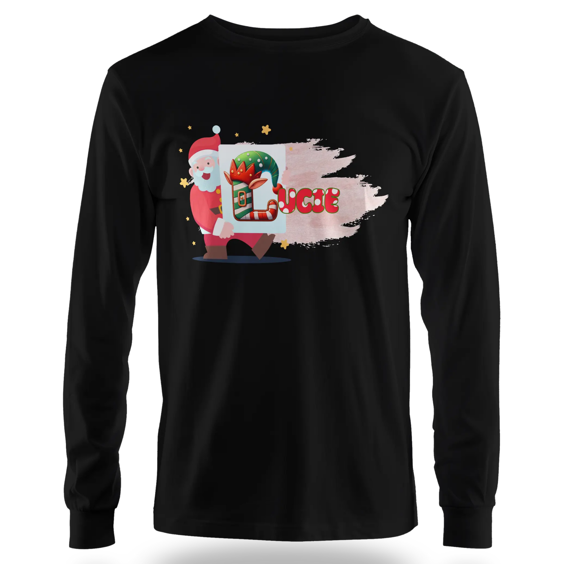 T-shirt personnalisé Fille avec prénom - Tableau de travail artistique du Père Noël - MiniLook