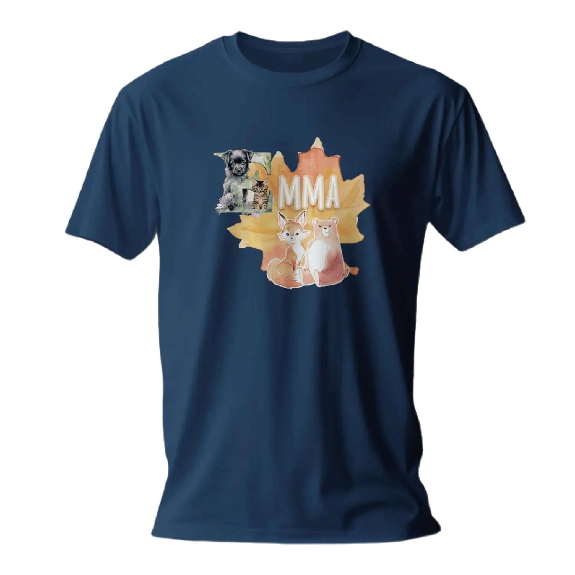 T shirt personnalisé fille – Motif animaux d’automne avec prénom - MiniLook