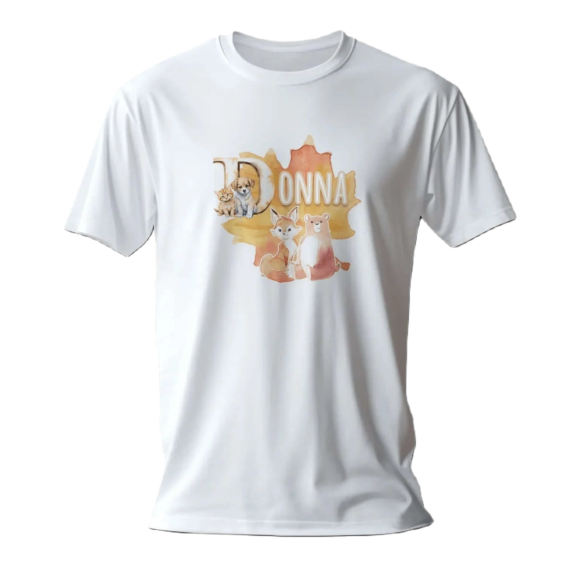 T shirt personnalisé fille – Motif animaux d’automne avec prénom - MiniLook