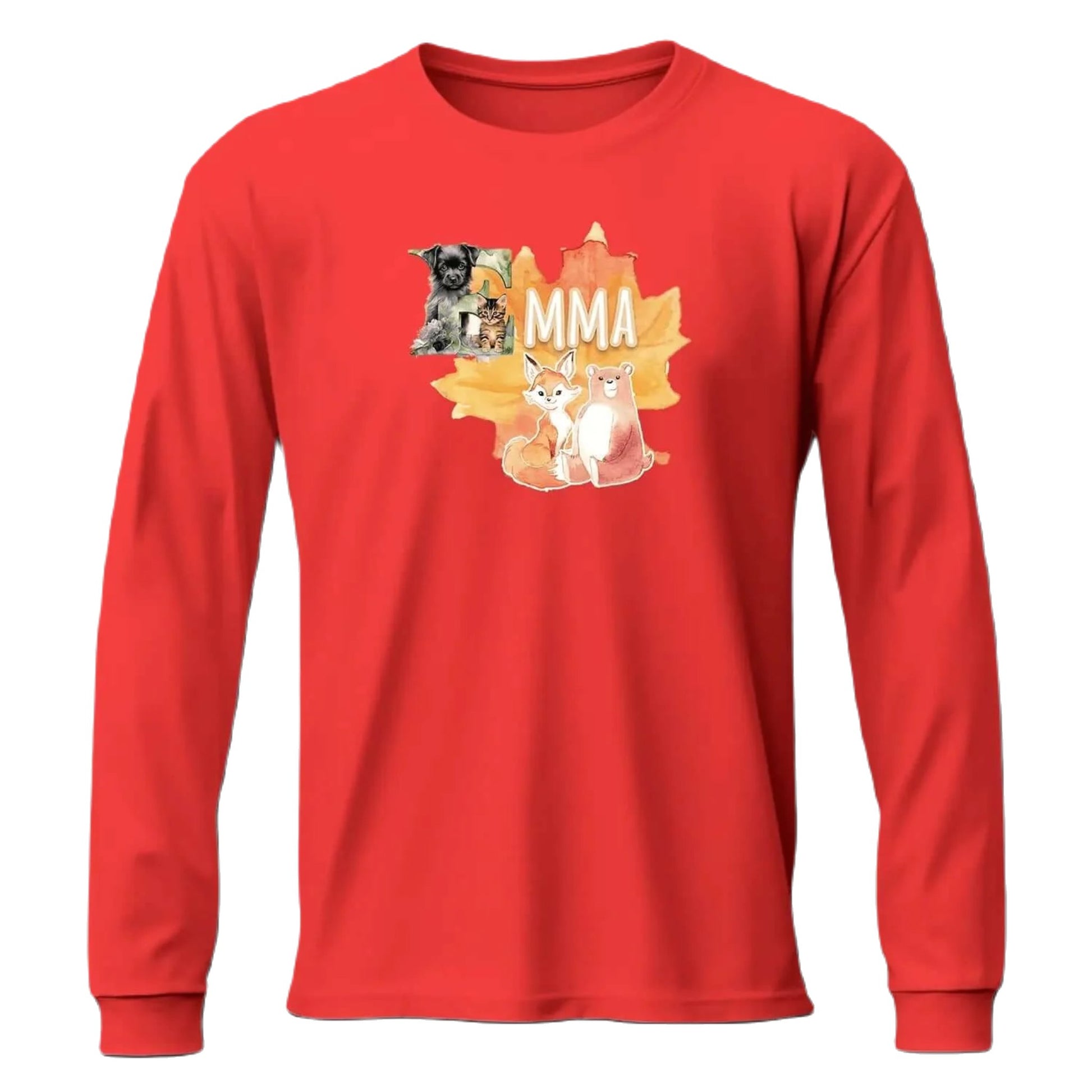 T shirt personnalisé fille – Motif animaux d’automne avec prénom - MiniLook