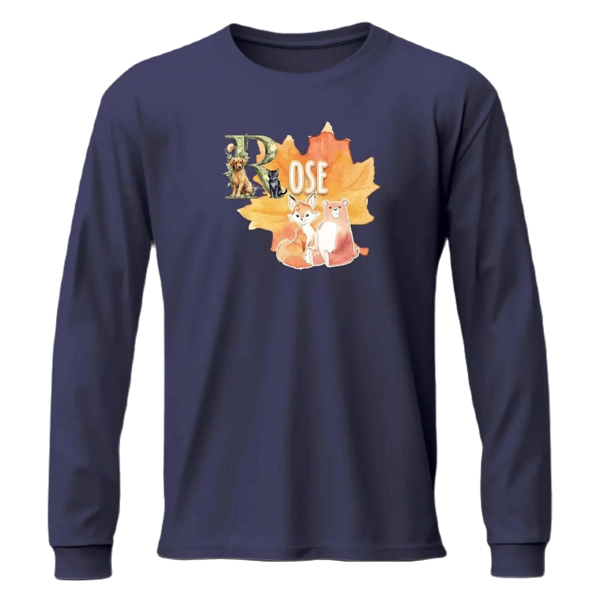 T shirt personnalisé fille – Motif animaux d’automne avec prénom - MiniLook