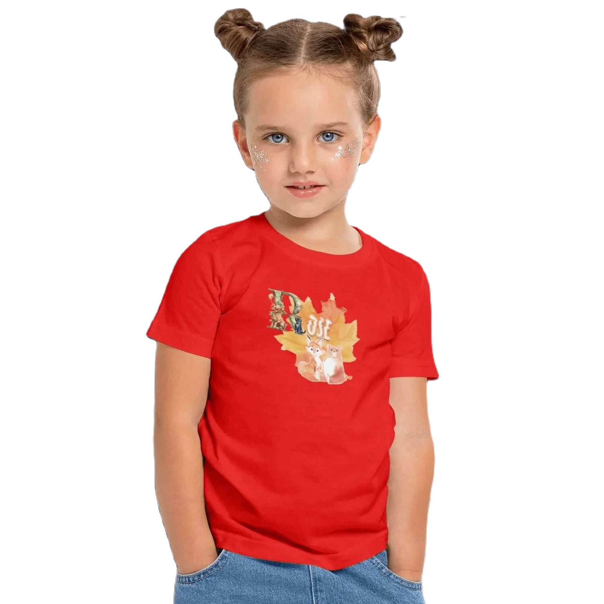 T shirt personnalisé fille – Motif animaux d’automne avec prénom - MiniLook