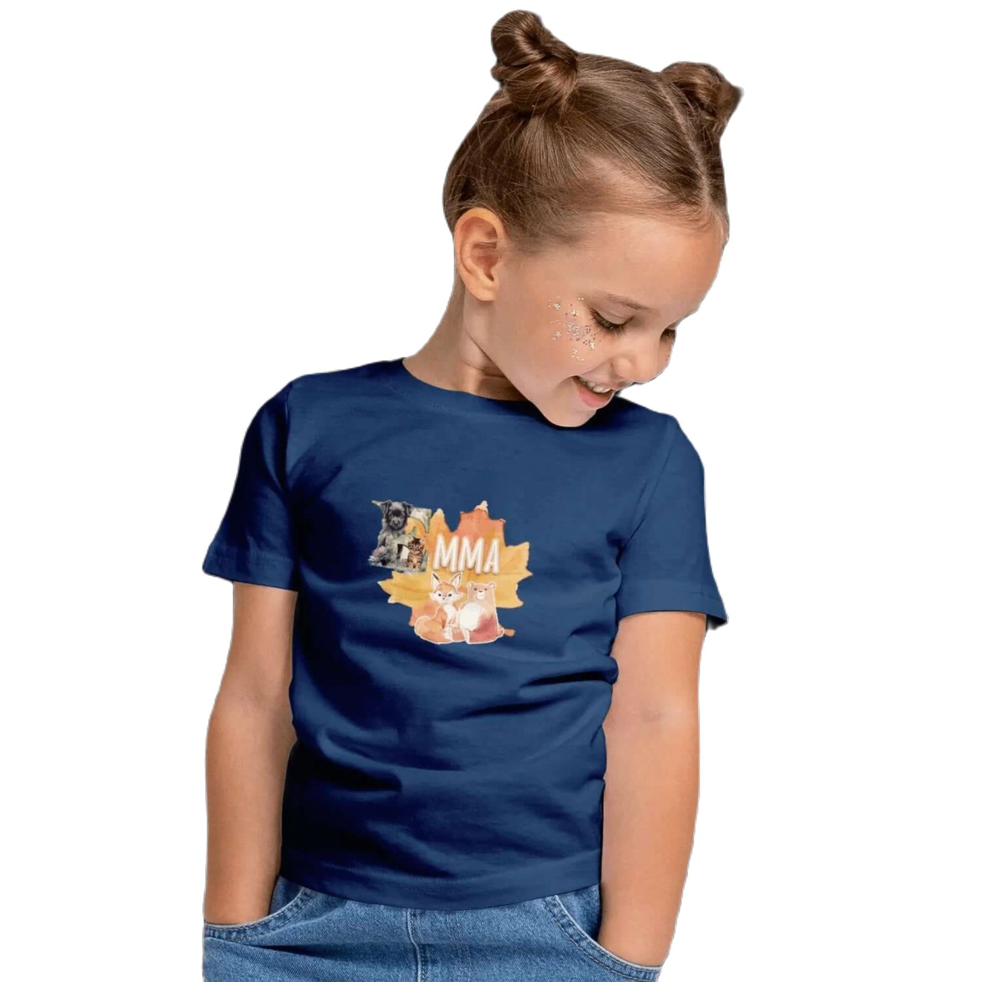 T shirt personnalisé fille – Motif animaux d’automne avec prénom - MiniLook