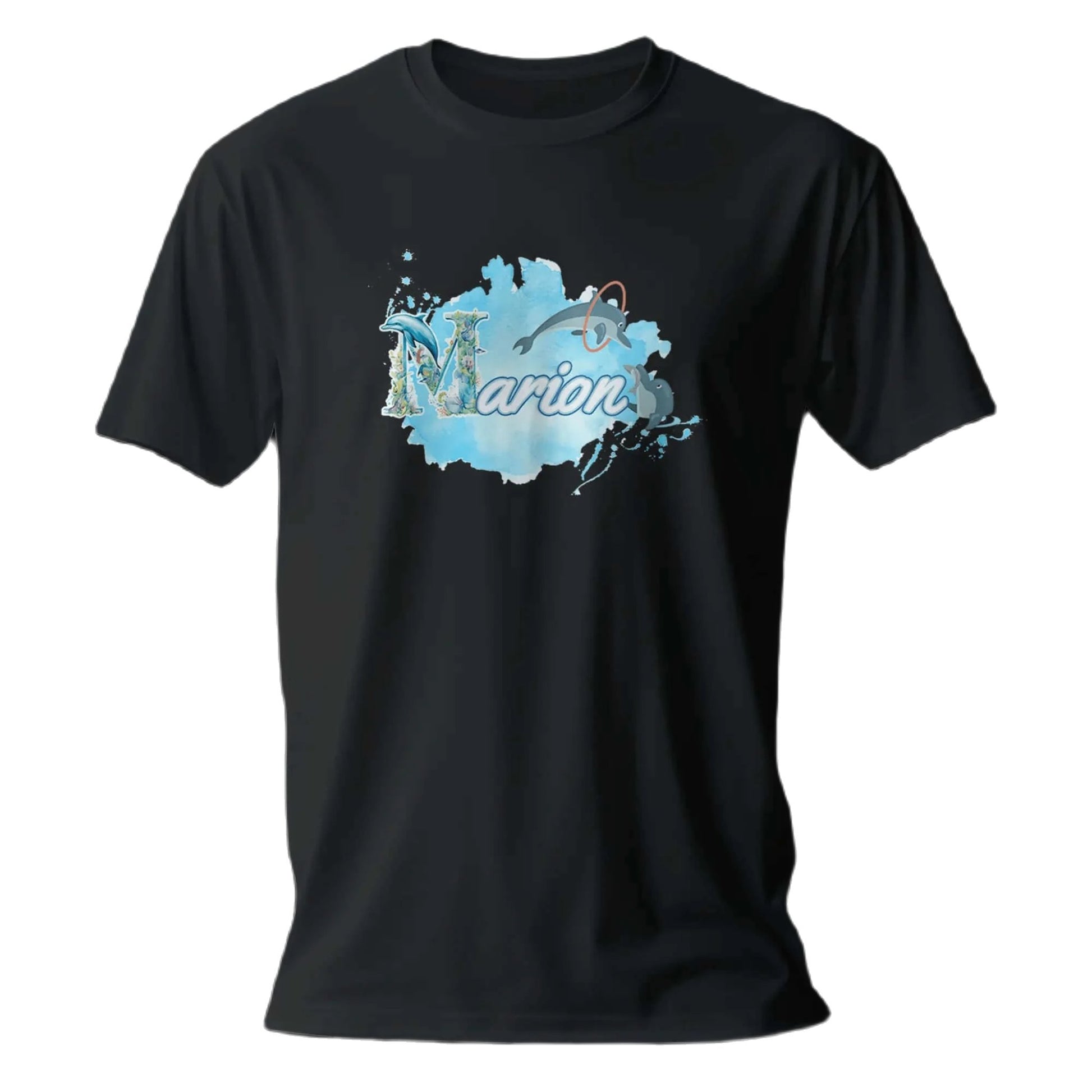 T shirt personnalisé fille – Motif dauphin et cascade d'anneaux avec prénom - MiniLook