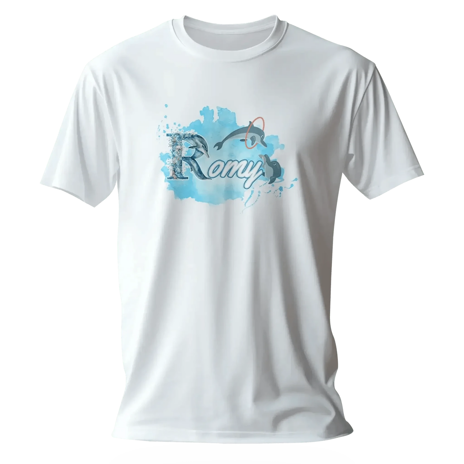 T shirt personnalisé fille – Motif dauphin et cascade d'anneaux avec prénom - MiniLook